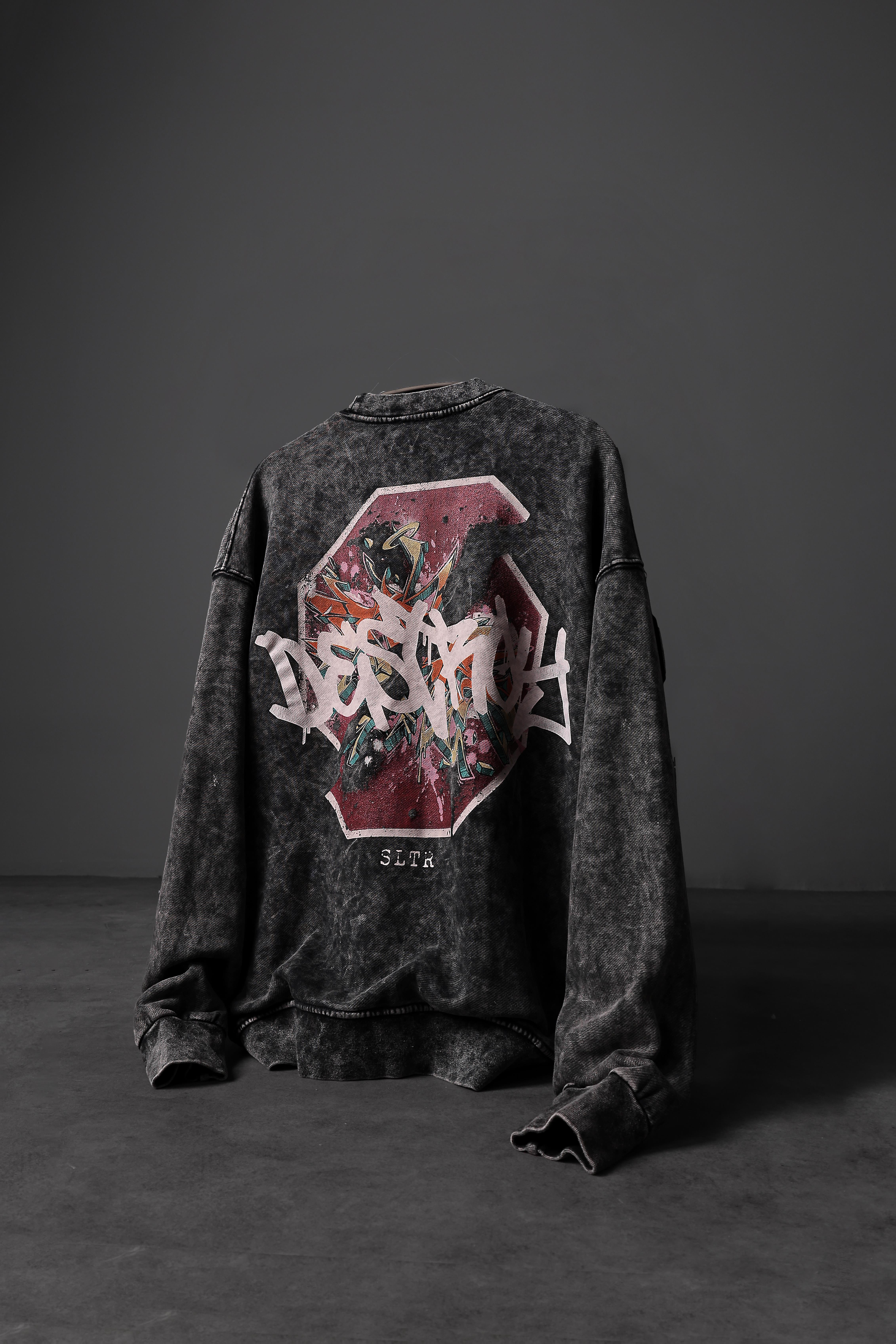 Erkek Gri Desire Yıkamalı Bisiklet Yaka Oversize Sweatshirt