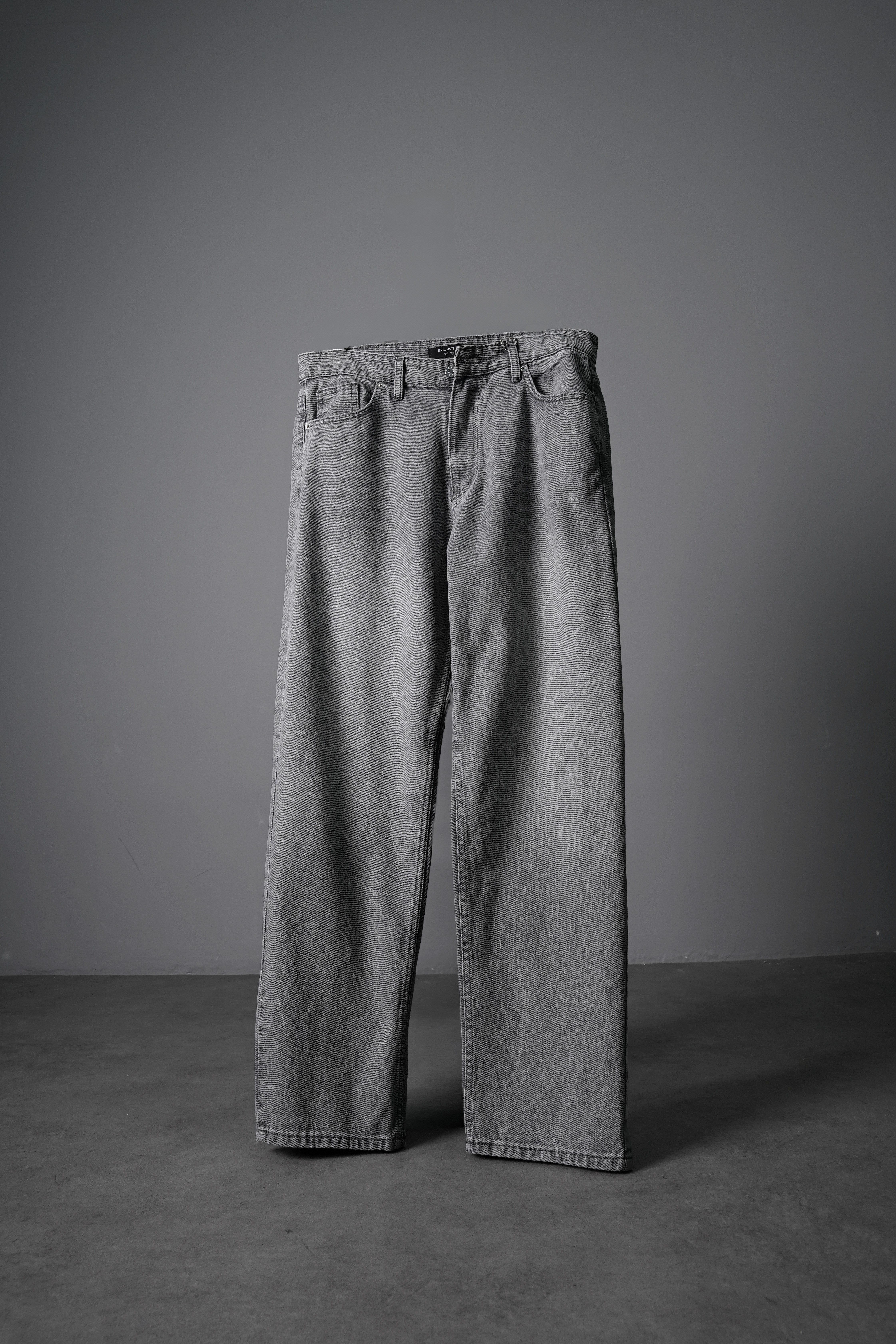 Erkek Gri Straight Denim Pantolon