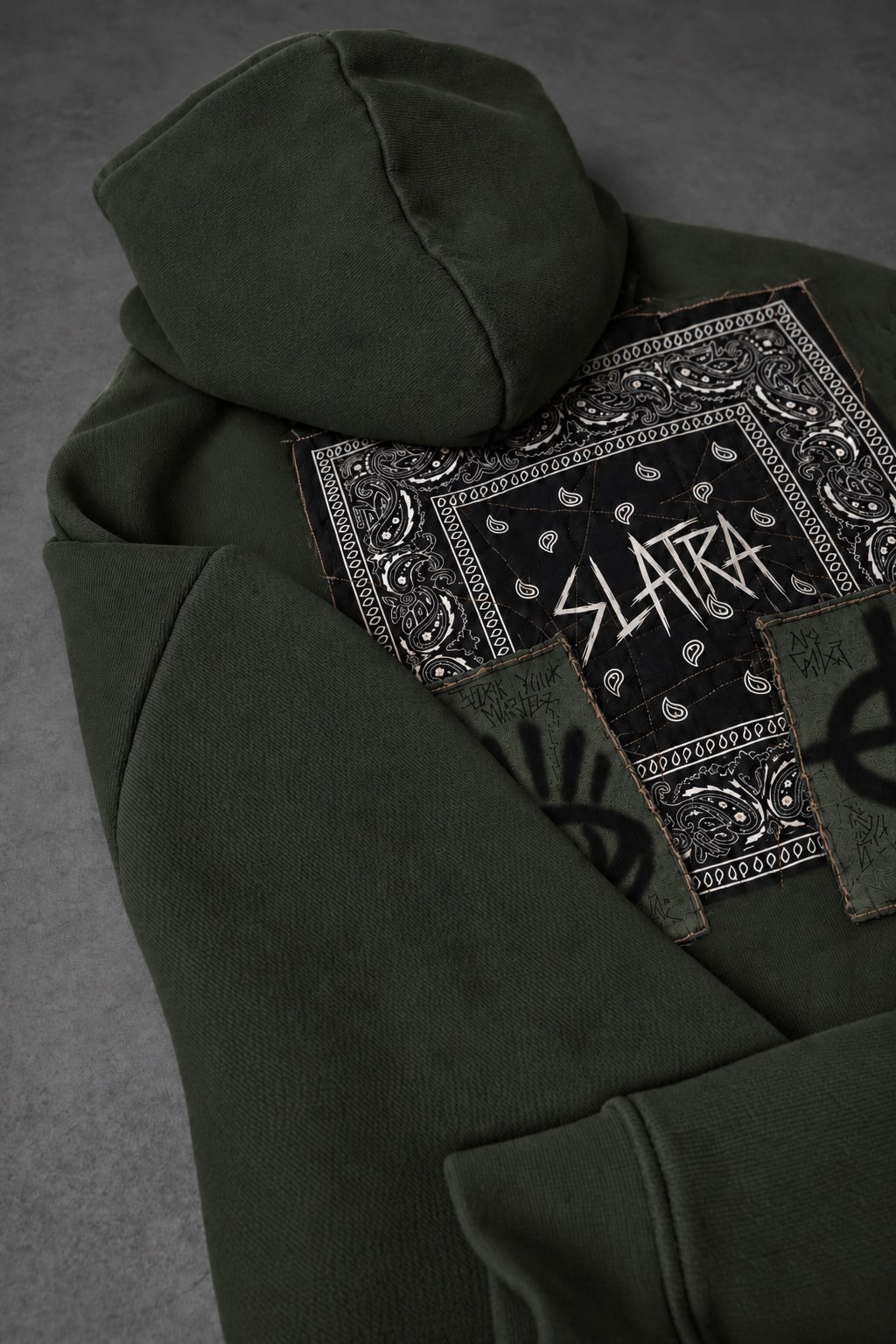 Erkek Haki Relic Patch Detay Oversize Hoodie
