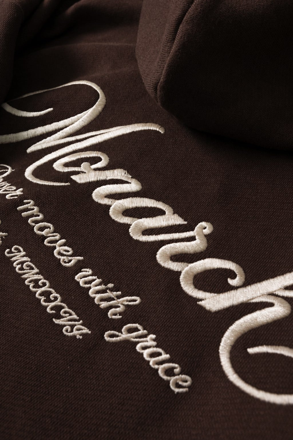 Erkek Kahve Monarch Nakışlı Oversize Full Zip Hoodie