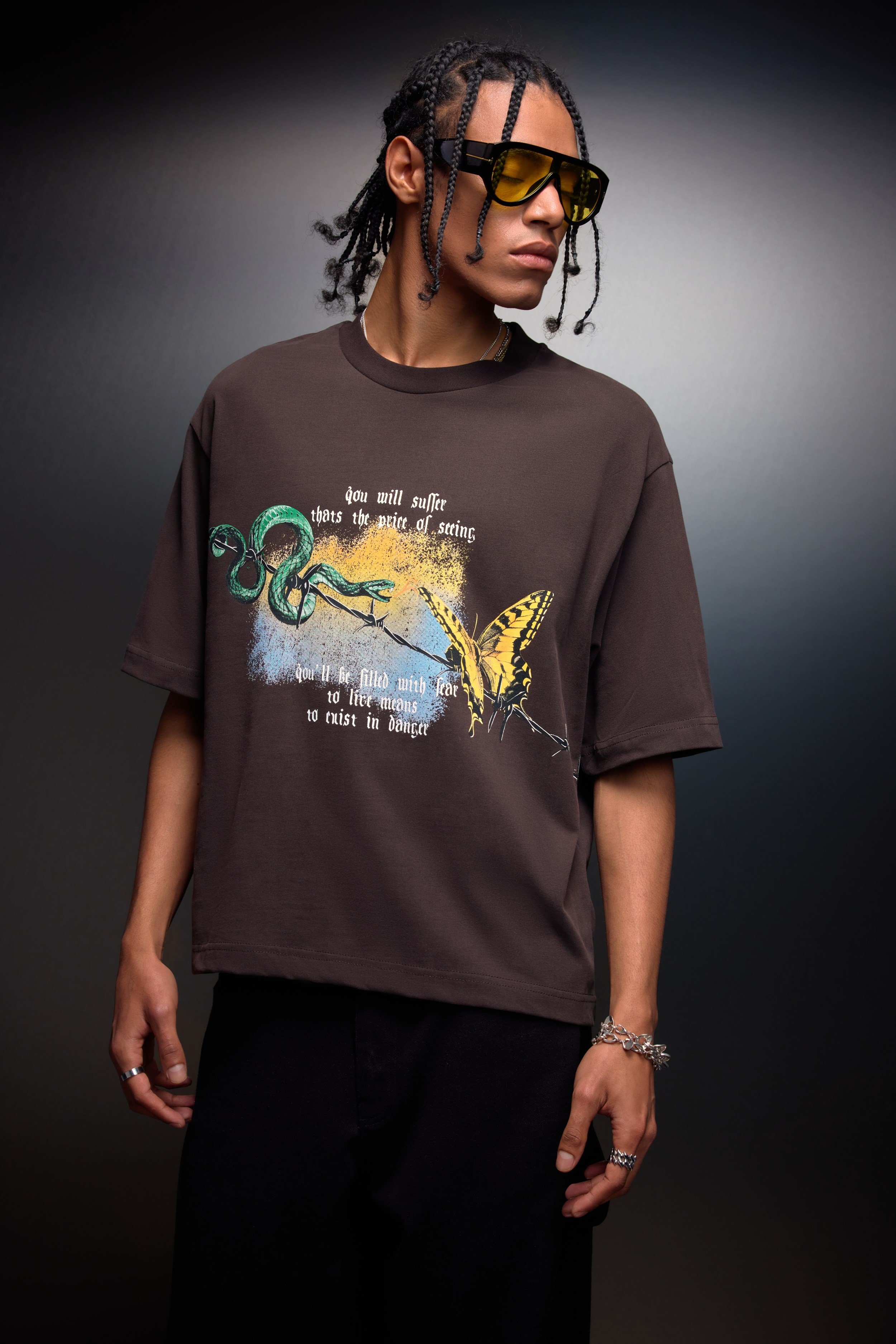 Erkek Kahverengi Versus Box Fit Tshirt