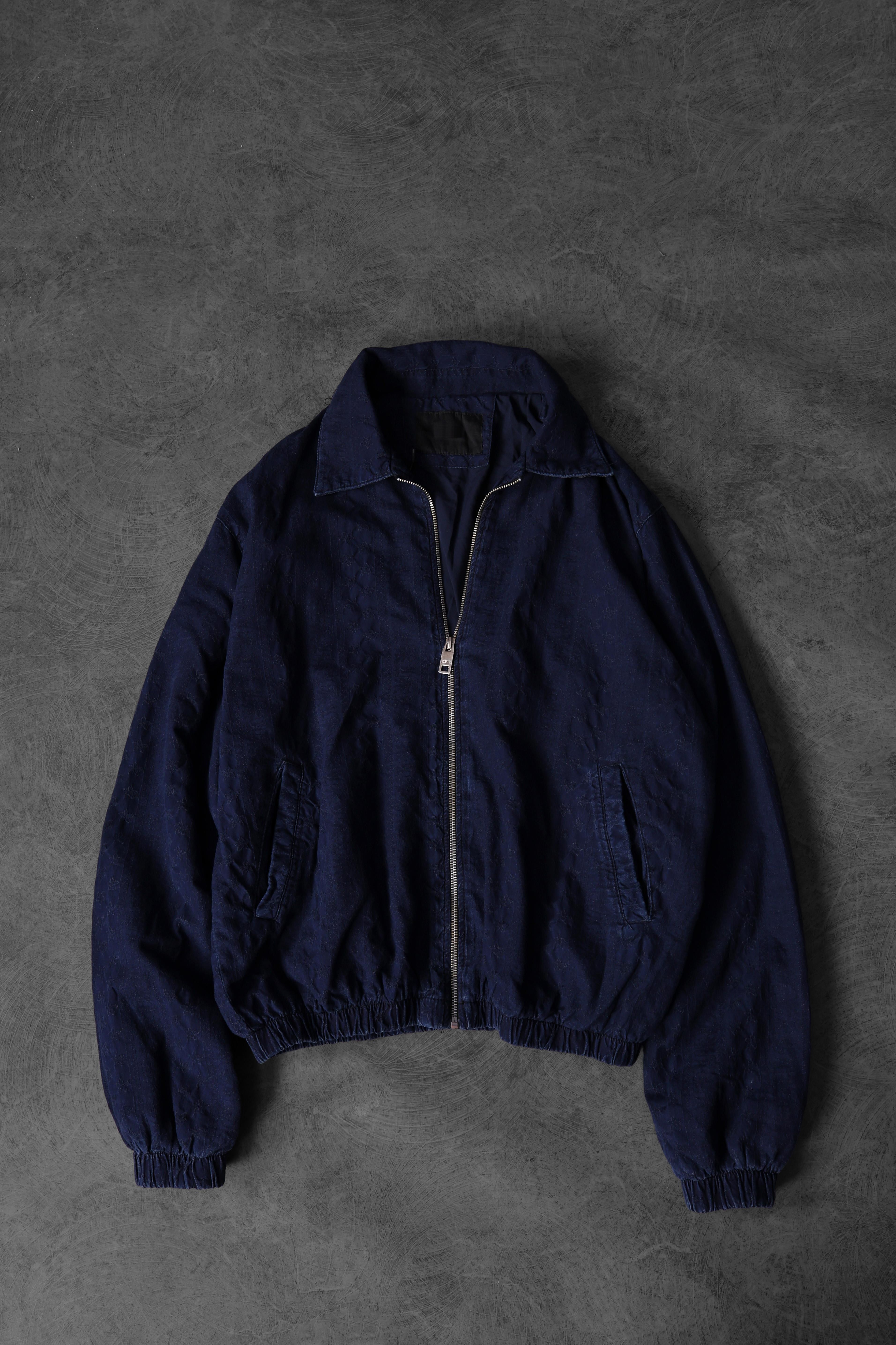 Erkek Lacivert Full Zip Nakışlı Ceket