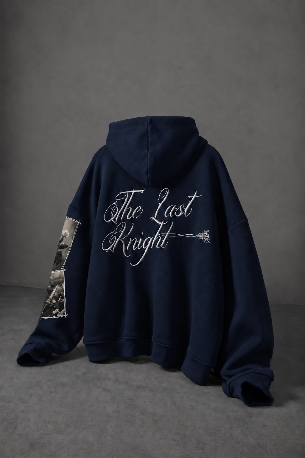 Erkek Lacivert Knight Oversize Full Zip Hoodie