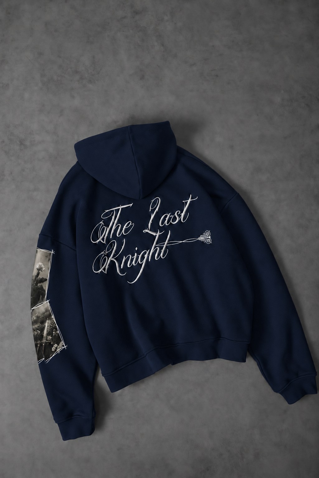 Erkek Lacivert Knight Oversize Full Zip Hoodie