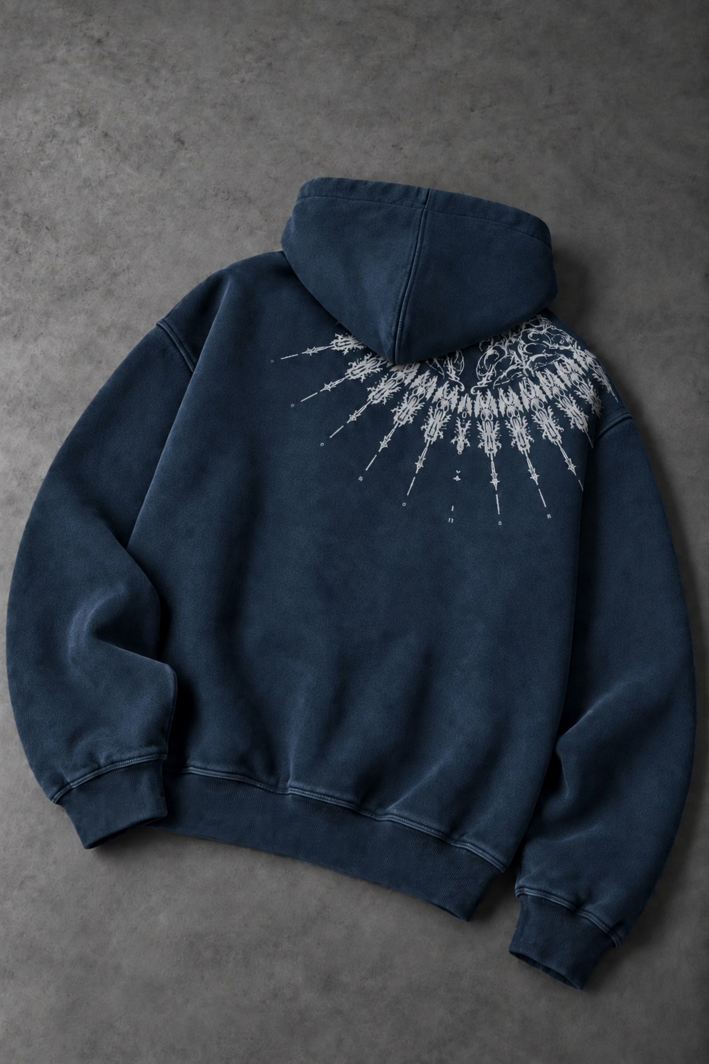 Erkek Lacivert Mantra Özel Yıkamalı Oversize Hoodie