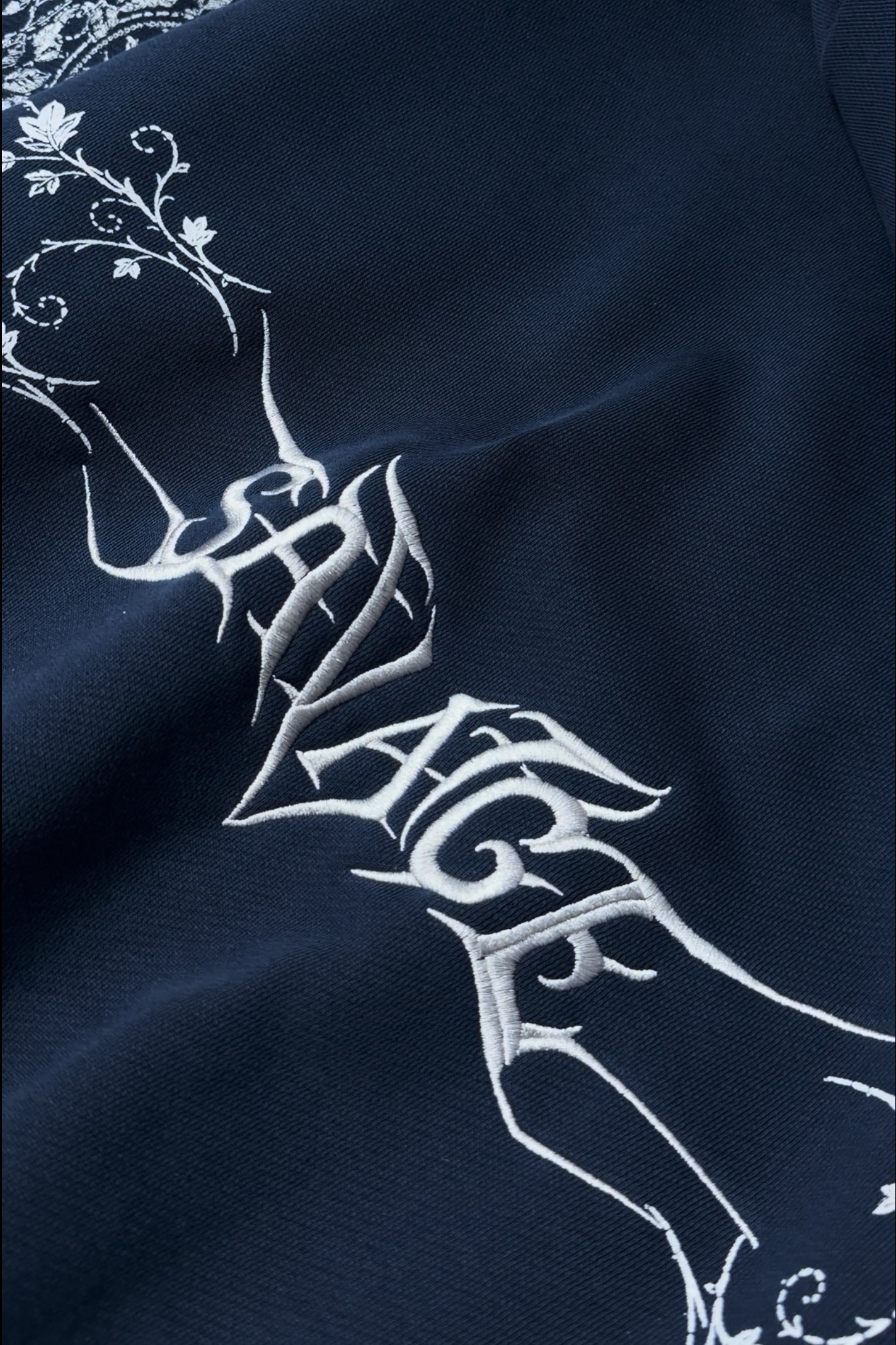 Erkek Lacivert Savage Nakışlı Oversize Hoodie