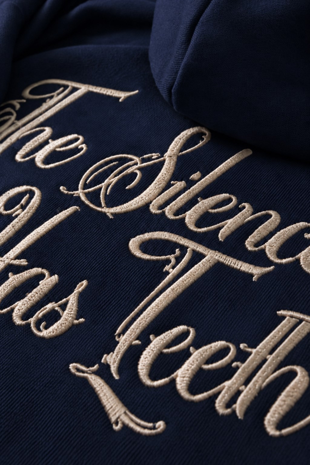 Erkek Lacivert Silence Patch Nakış Oversize Hoodie