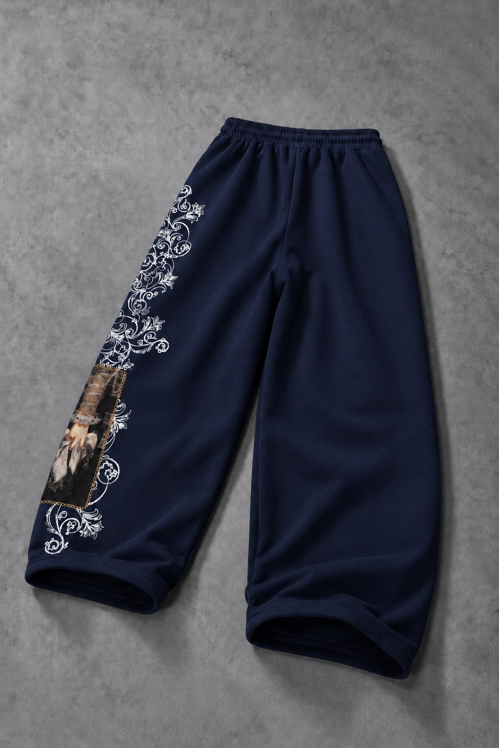 Erkek Lacivert Victories Patch Nakışlı Baggy Eşofman