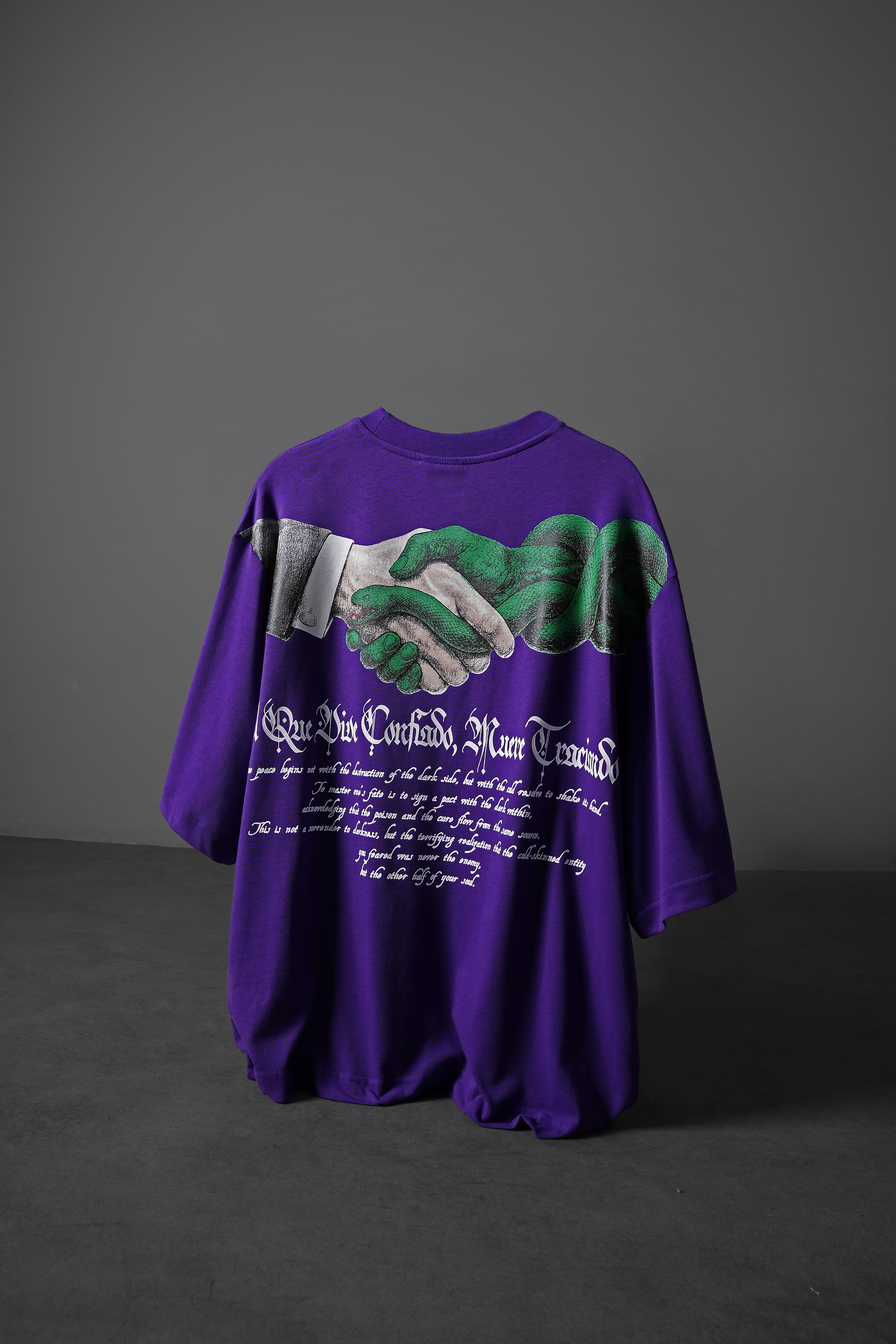 Erkek Mor Confiado Baskılı Box Fit Tshirt