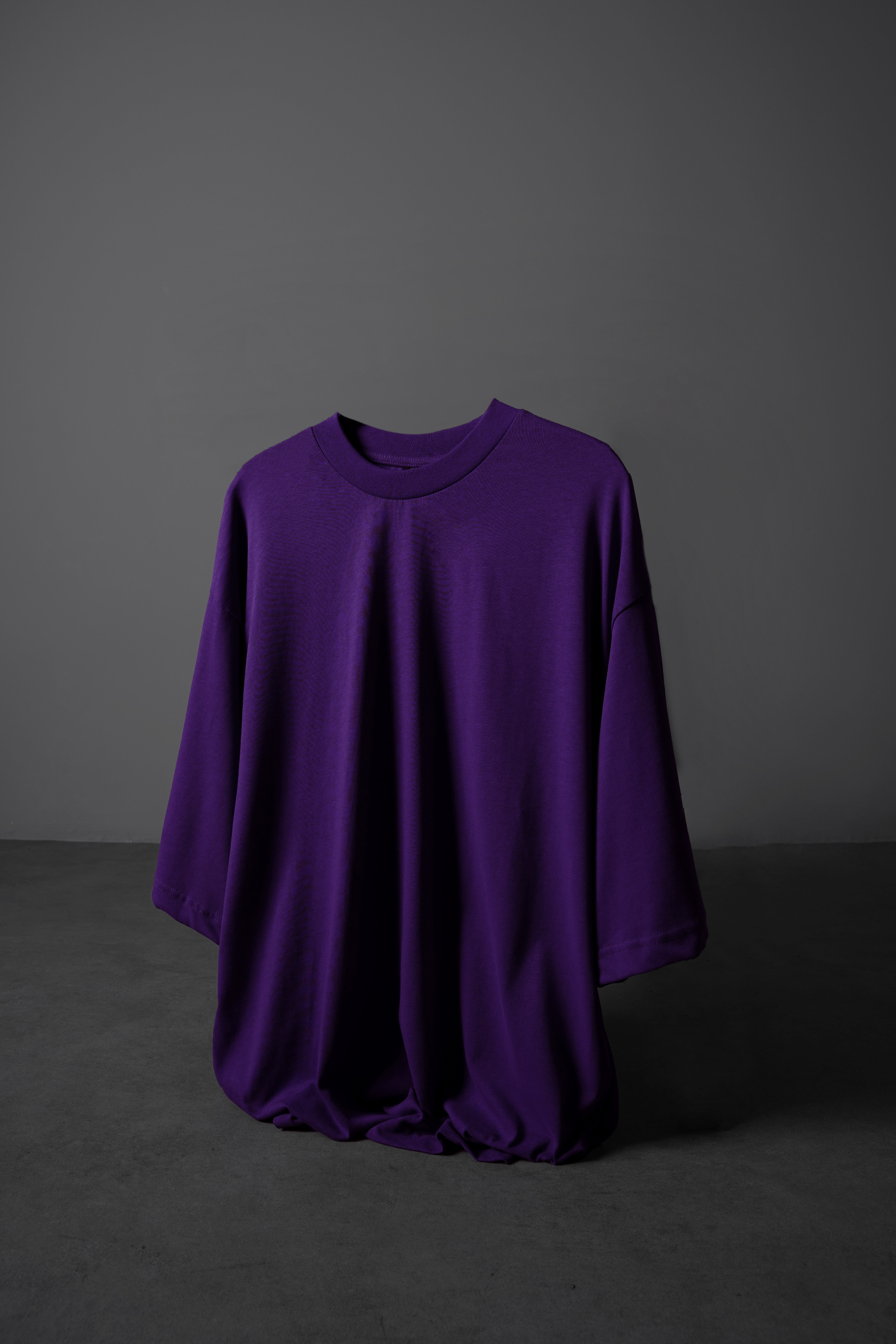 Erkek Mor Oversize Basic Tshirt