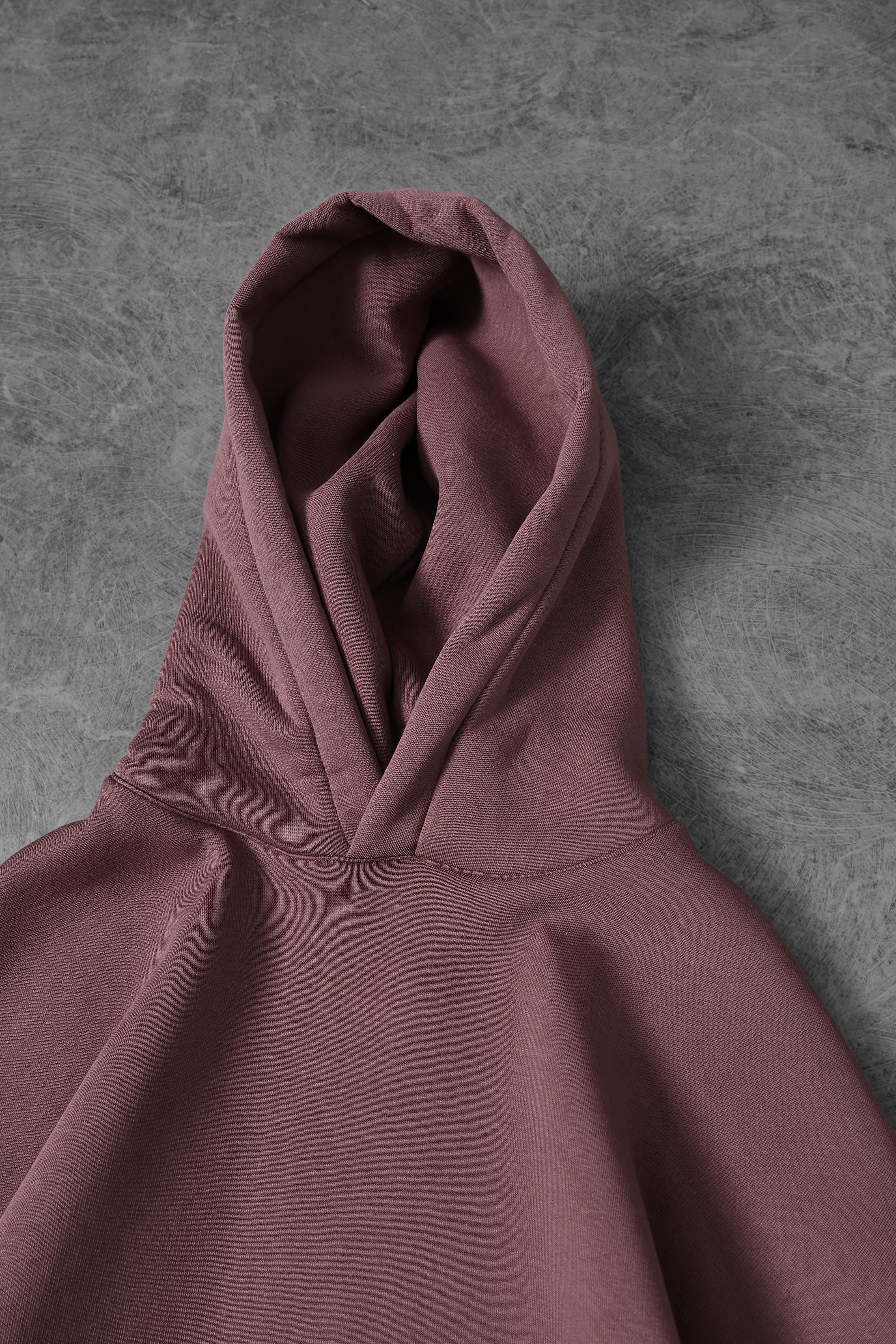 Erkek Mürdüm Basic Kapüşonlu Oversize Sweatshirt