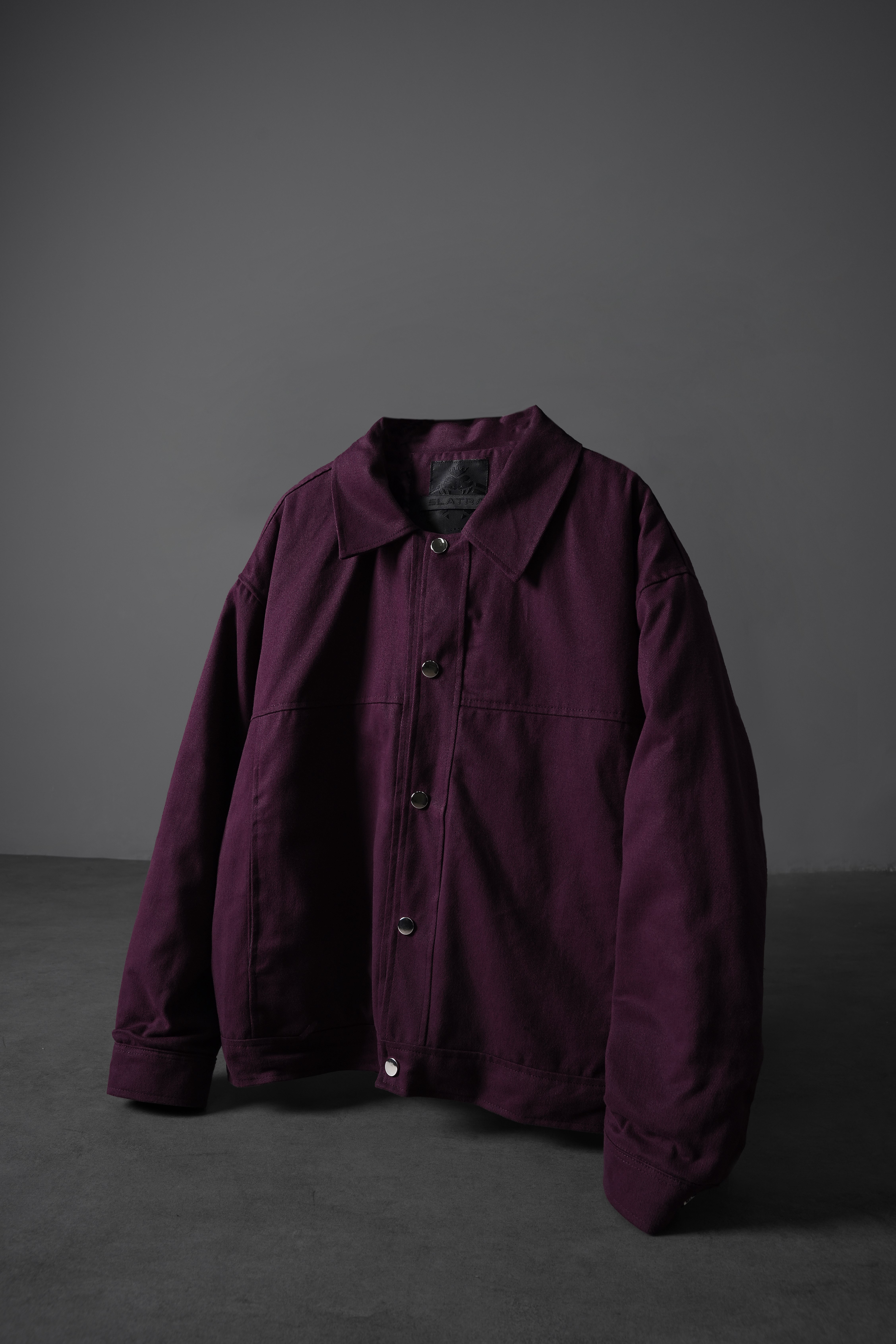 Erkek Mürdüm Boxy Fit Gabardin Ceket