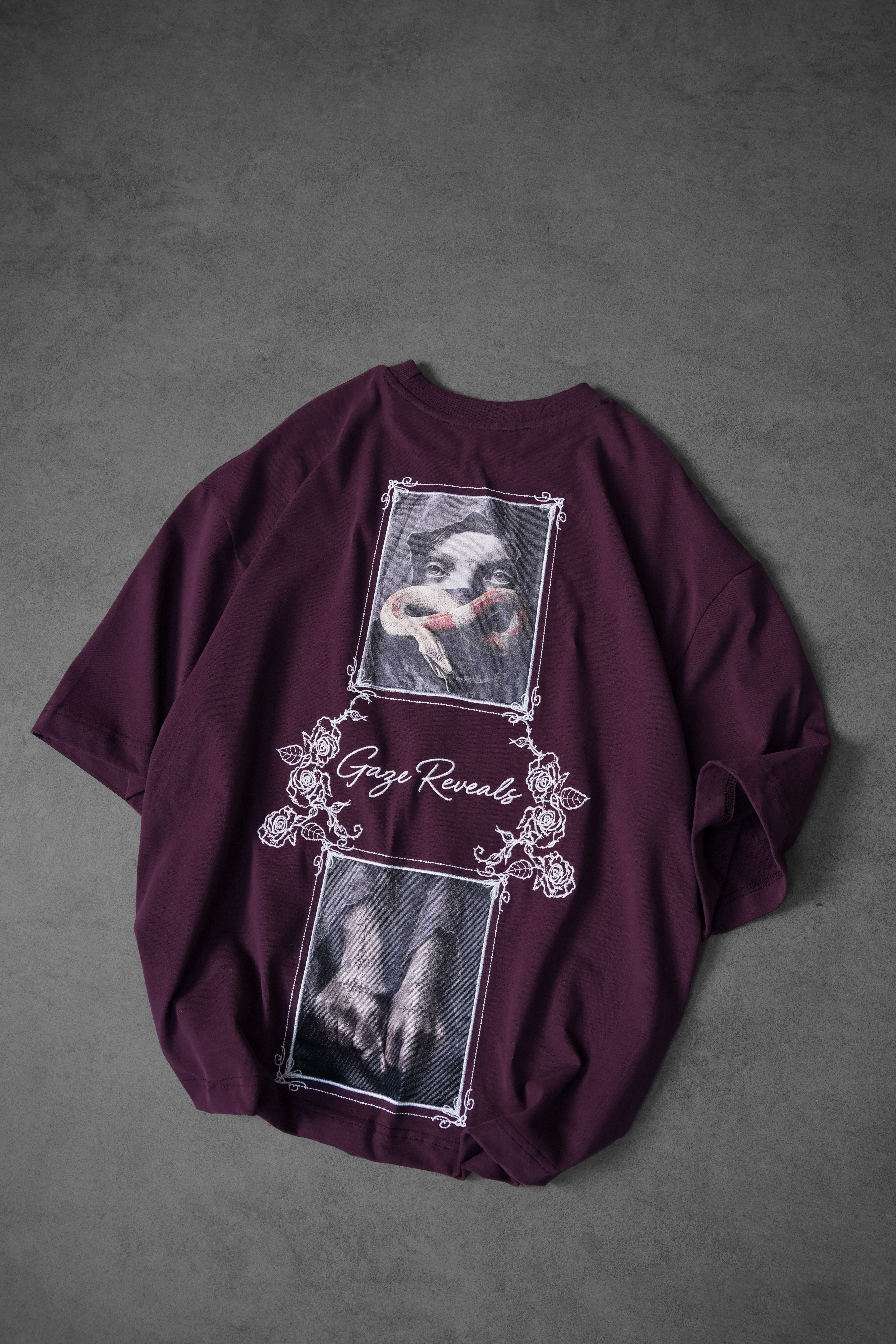 Erkek Mürdüm Gaze Reveals Patch Oversize Tshirt