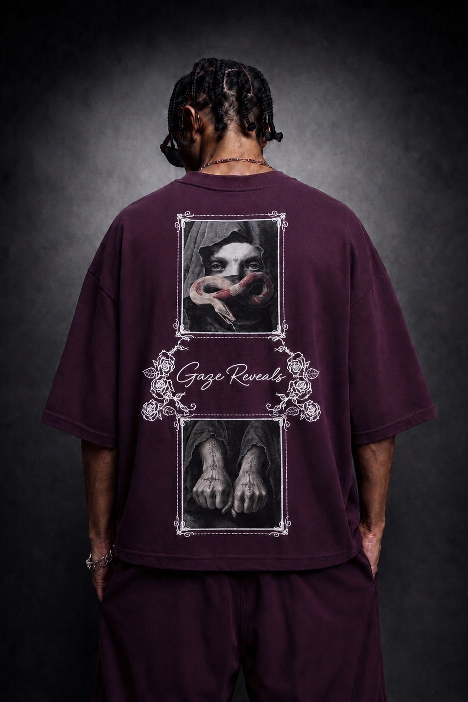 Erkek Mürdüm Gaze Reveals Patch Oversize Tshirt