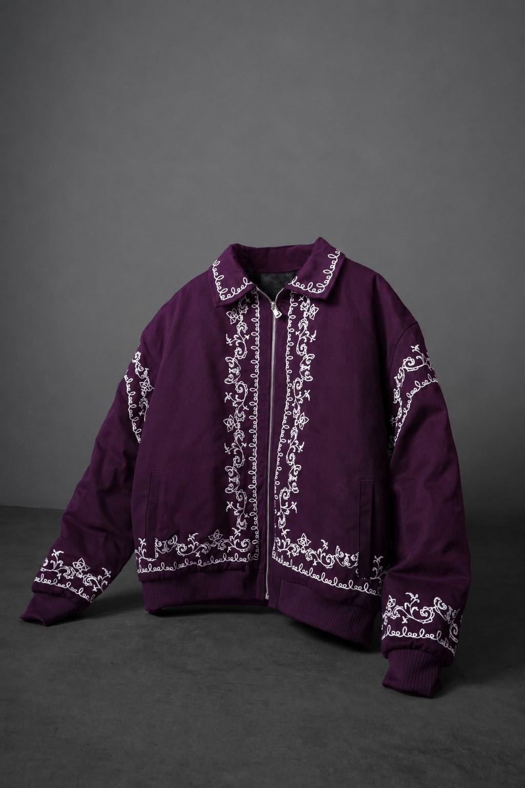 Erkek Mürdüm IVY Nakışlı Bomber Ceket
