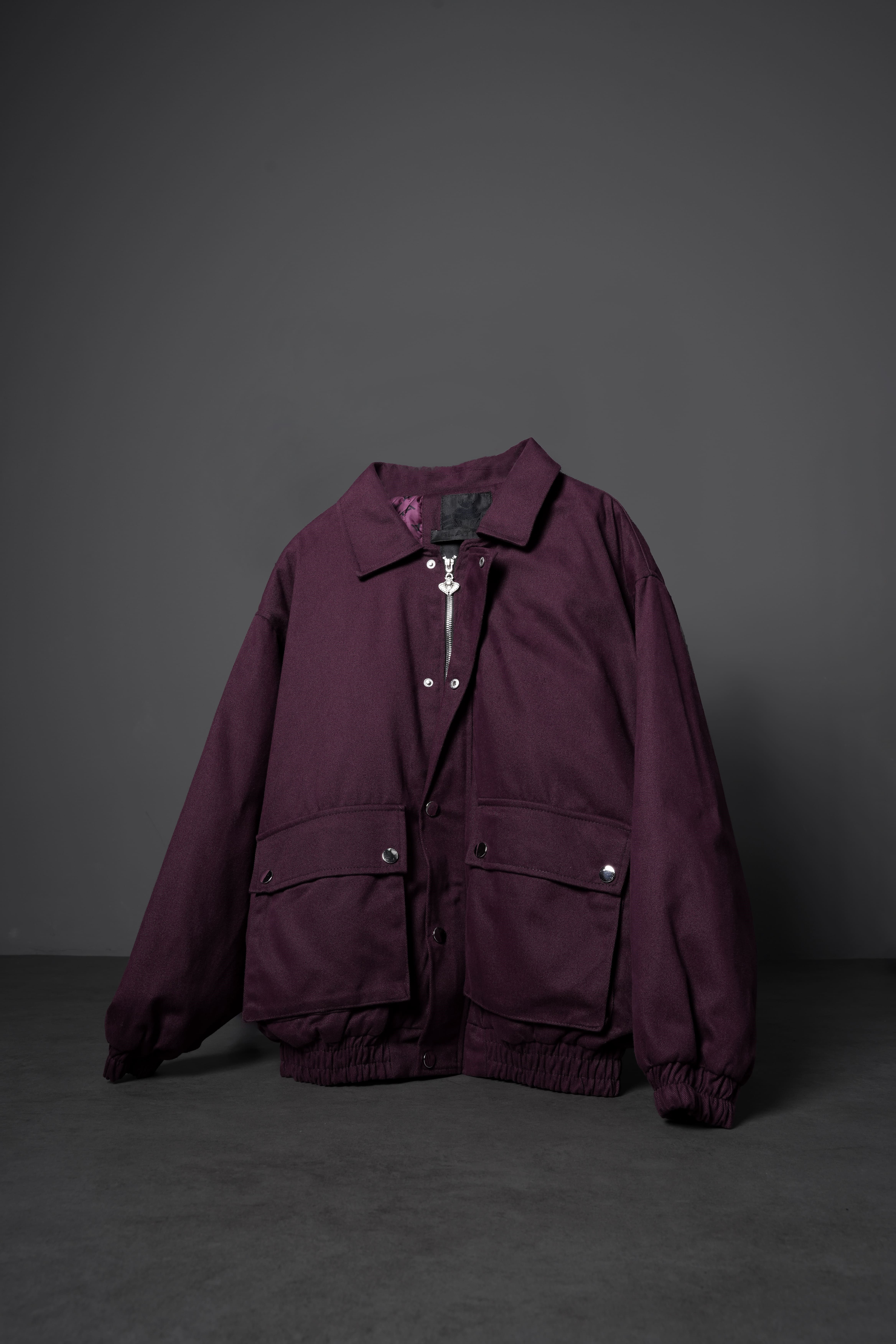 Erkek Mürdüm Oversize Cepli Gabardin Ceket