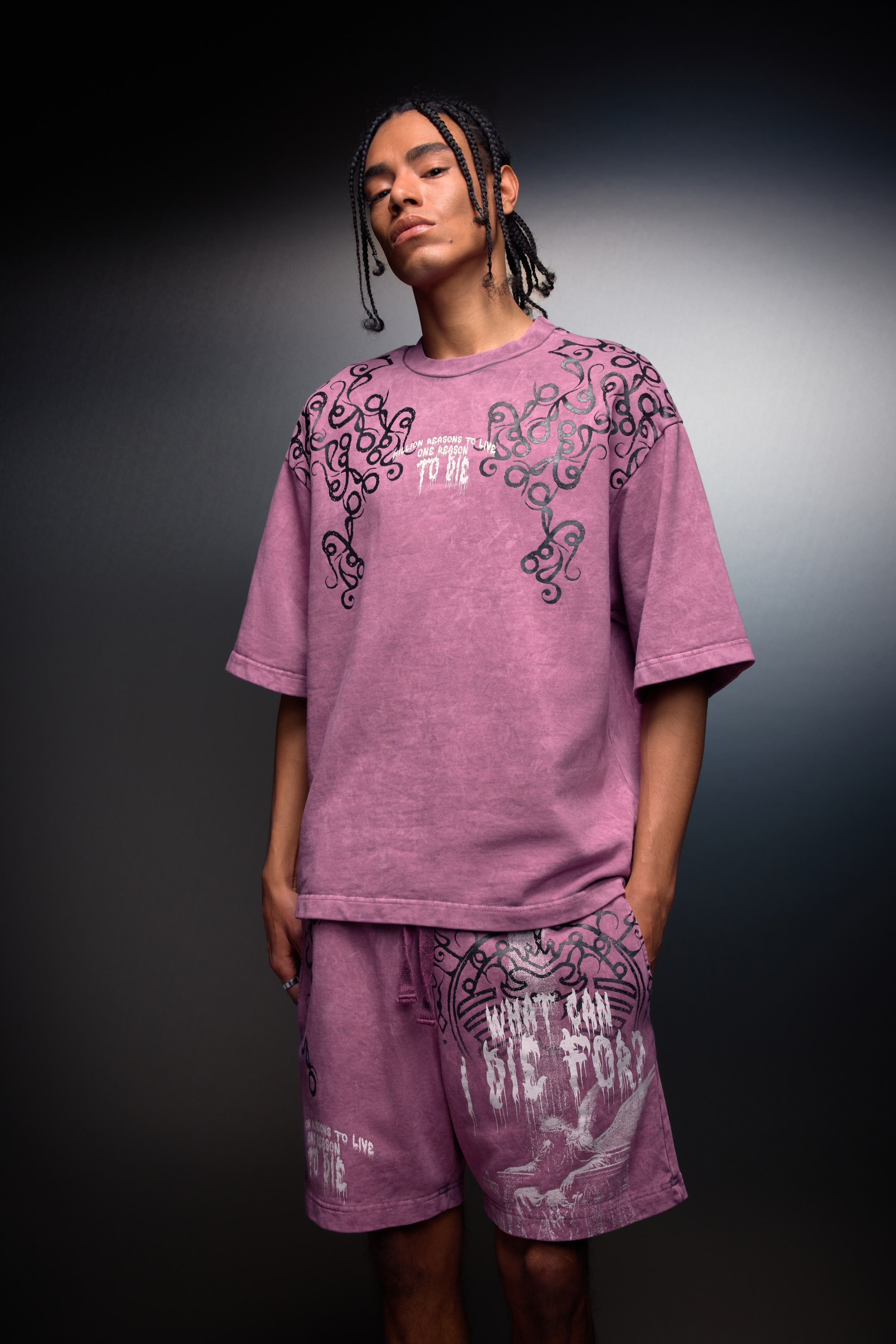 Erkek Mürdüm What Can İ Die For Oversize Yıkama Efektli Tshirt