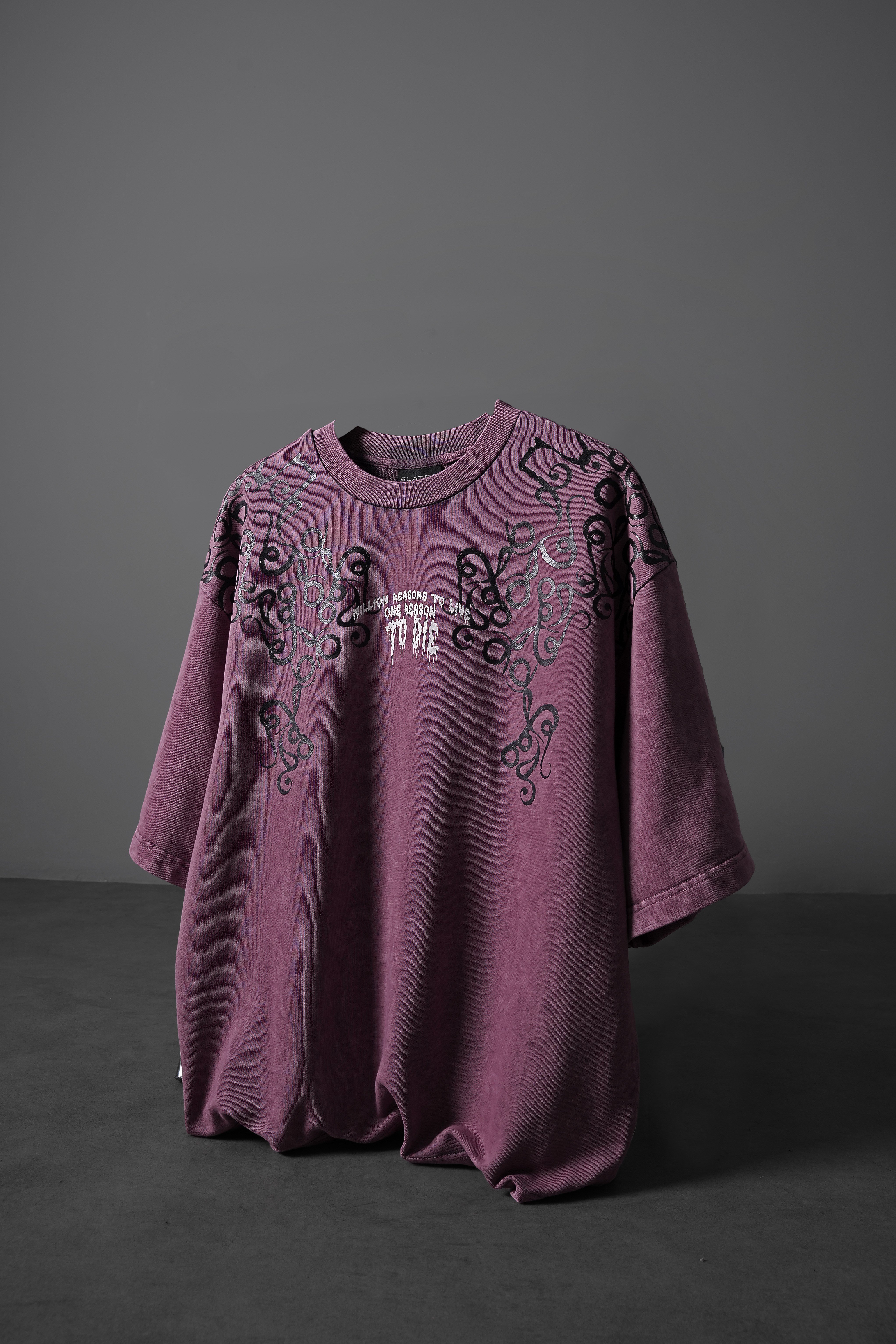 Erkek Mürdüm What Can İ Die For Oversize Yıkama Efektli Tshirt