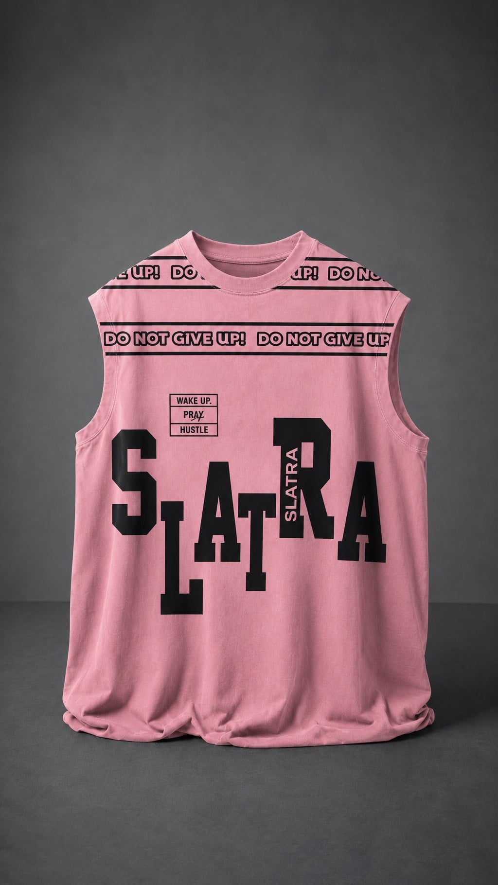 Erkek Pembe Fuck Average Sıfır Kol Oversize Tshirt