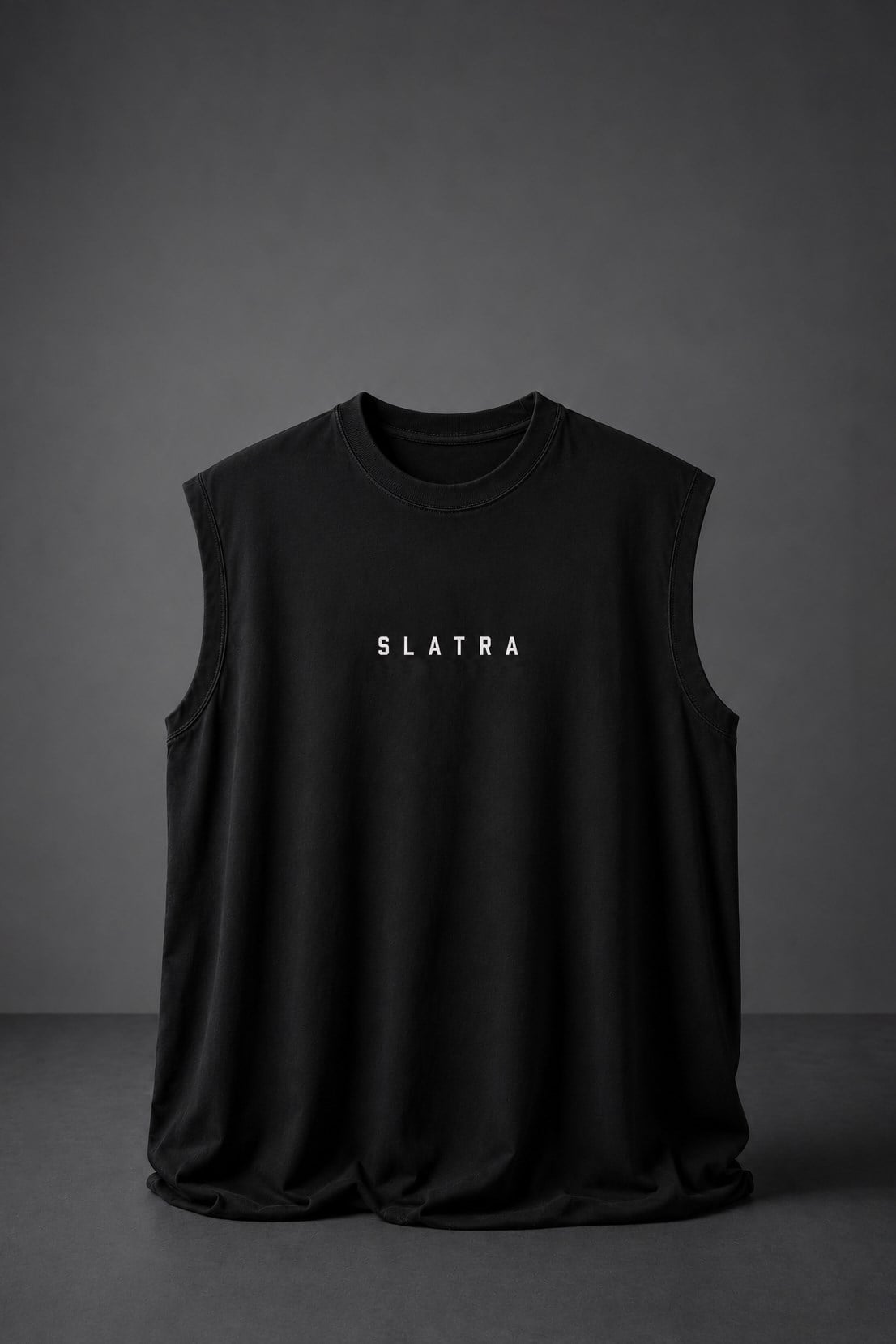 Erkek Siyah Basic Sıfır Kol Oversize Tshirt