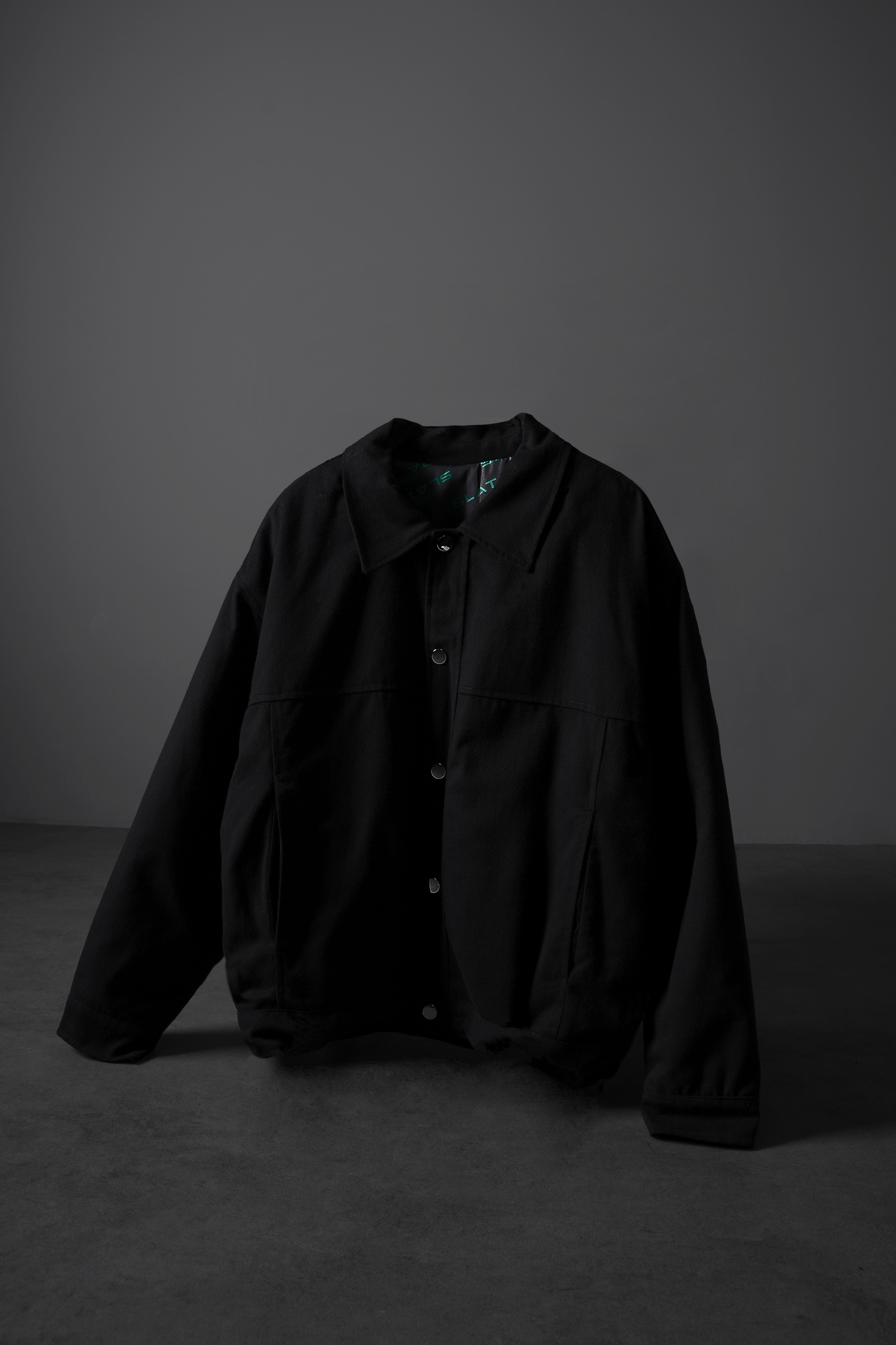 Erkek Siyah Boxy Fit Gabardin Ceket