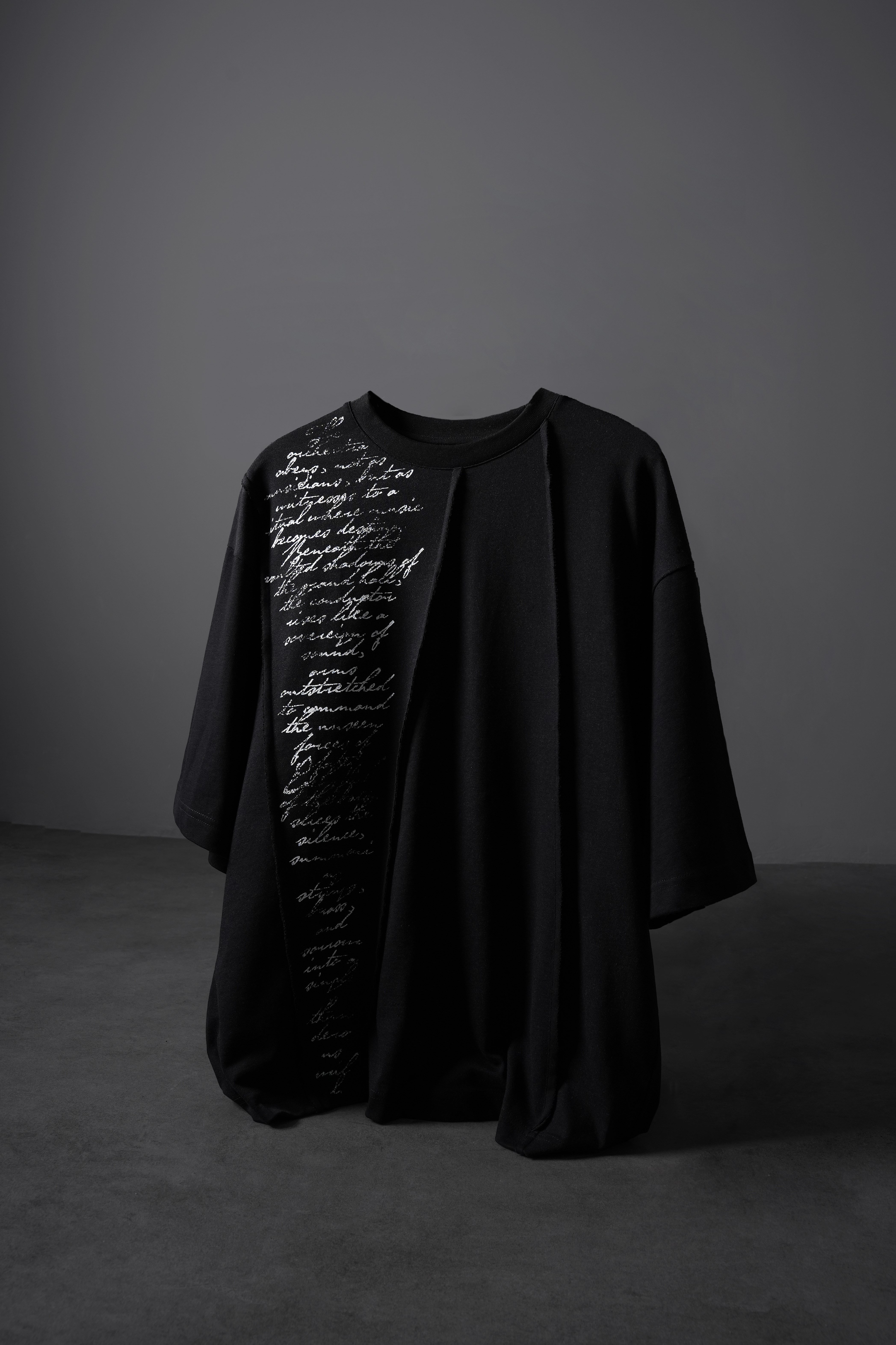 Erkek Siyah Conductor Baskılı Parçalı Oversize Tshirt