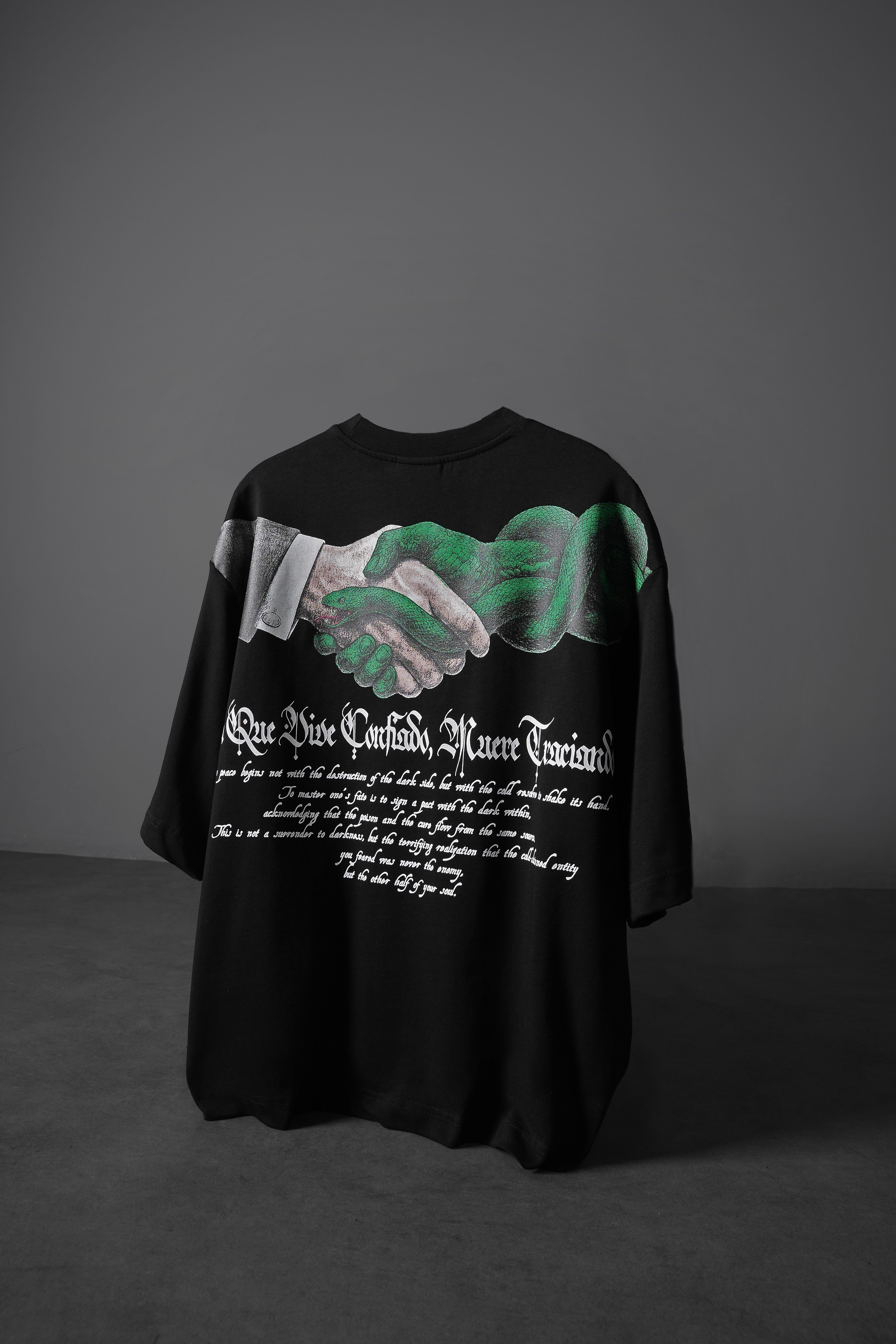 Erkek Siyah Confiado Baskılı Box Fit Tshirt