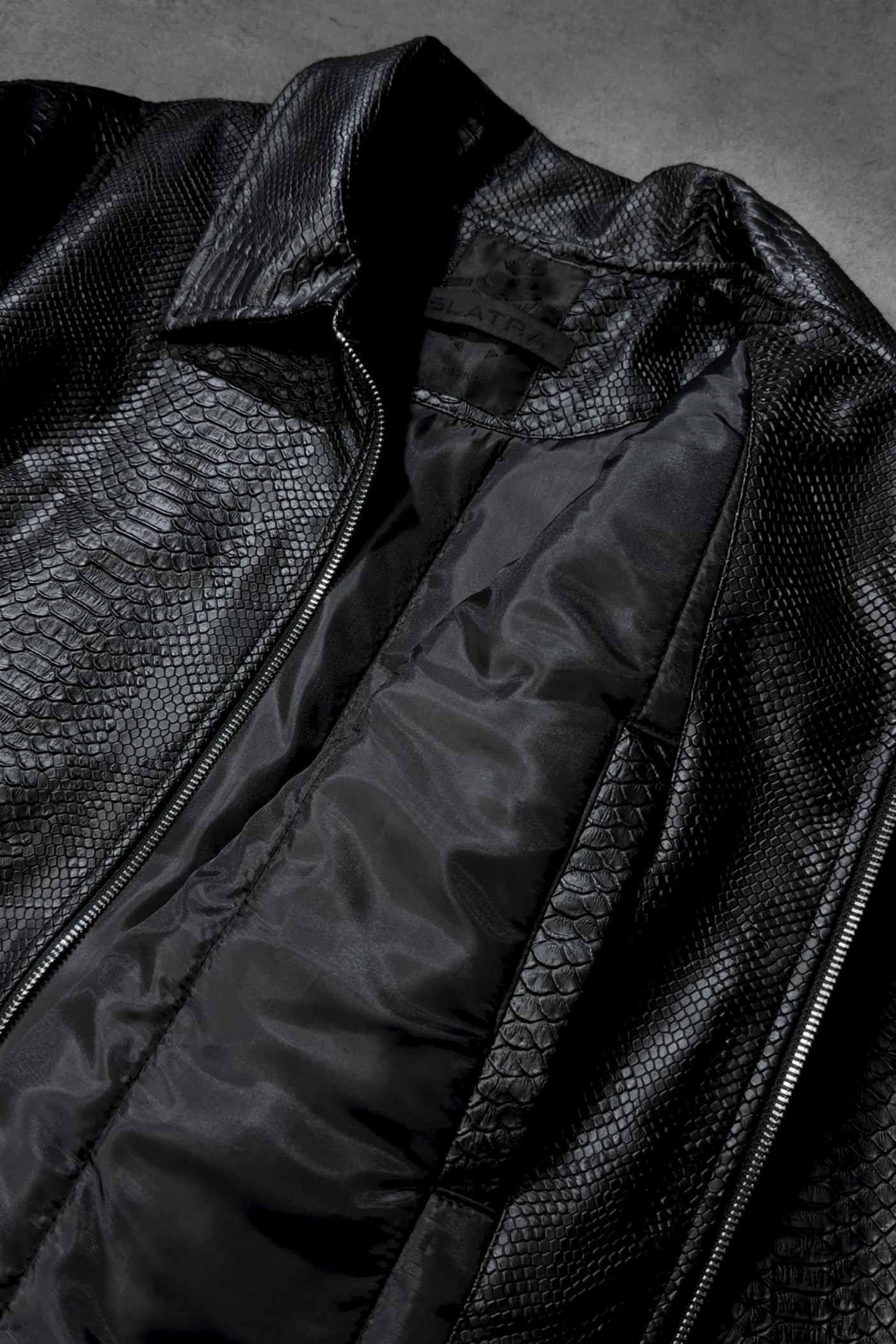 Erkek Siyah Dragon Bomber Deri Ceket