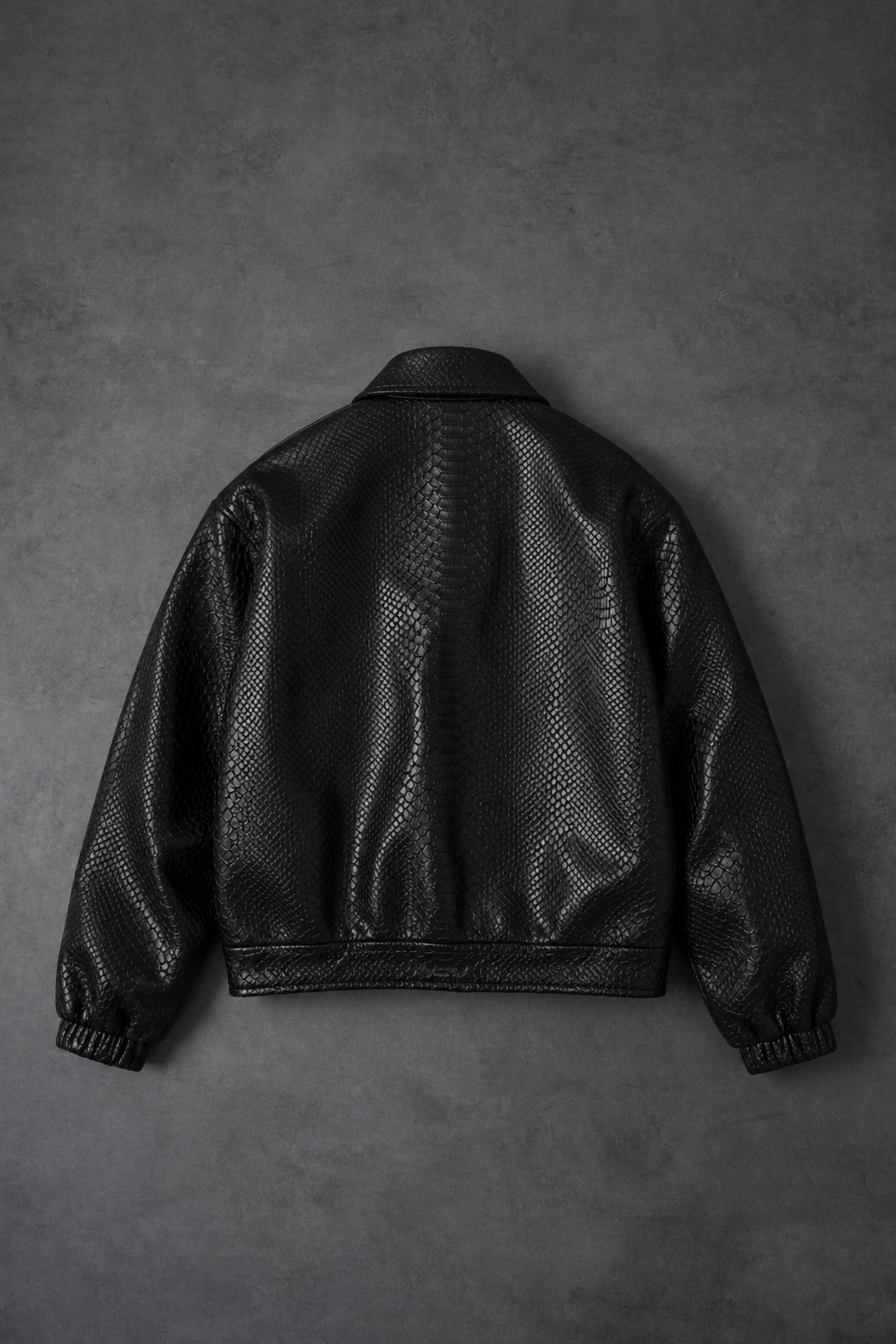 Erkek Siyah Dragon Bomber Deri Ceket