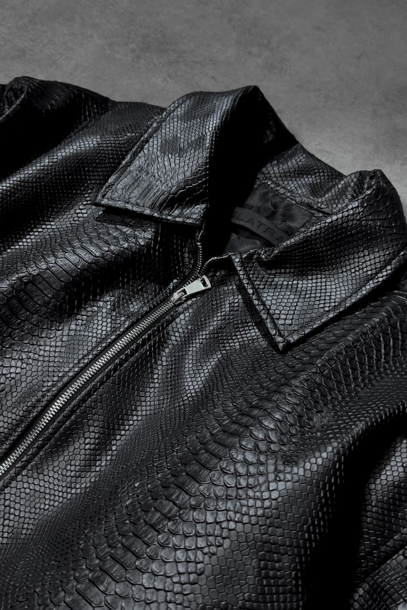 Erkek Siyah Dragon Bomber Deri Ceket