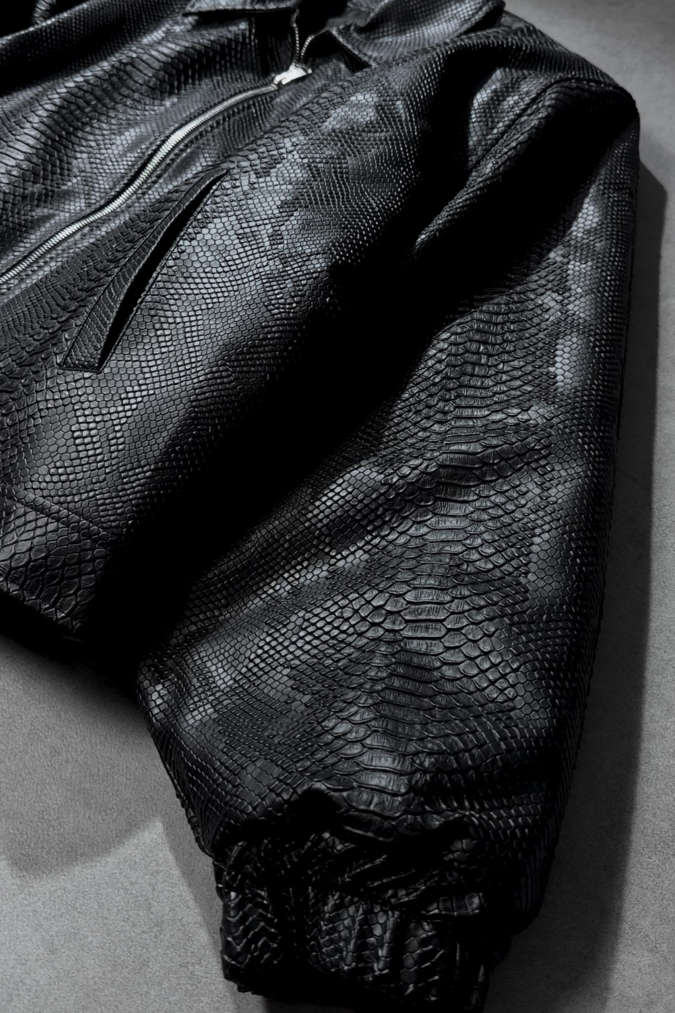 Erkek Siyah Dragon Bomber Deri Ceket