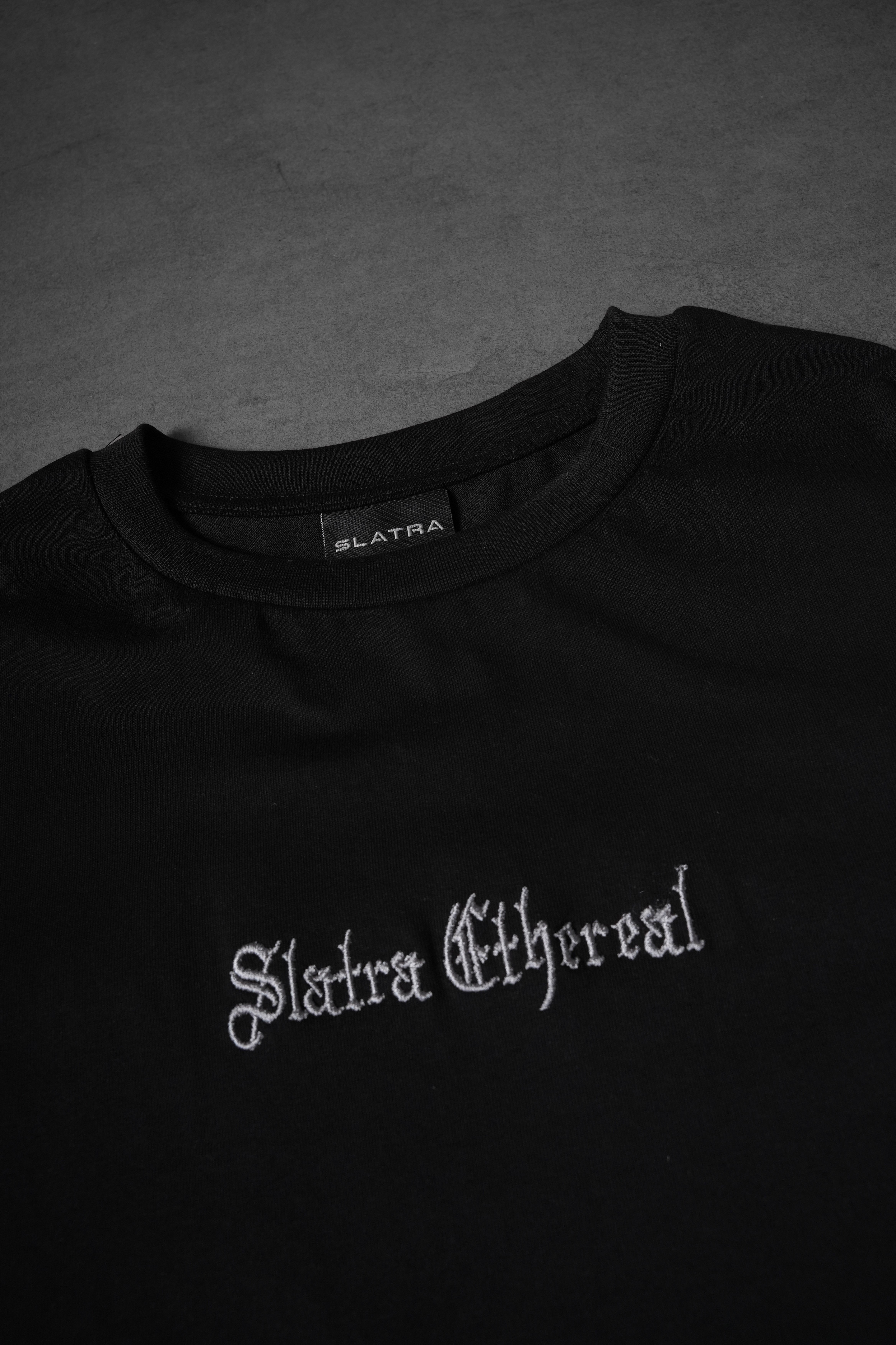 Erkek Siyah Ethereal Nakış Oversize Tshirt