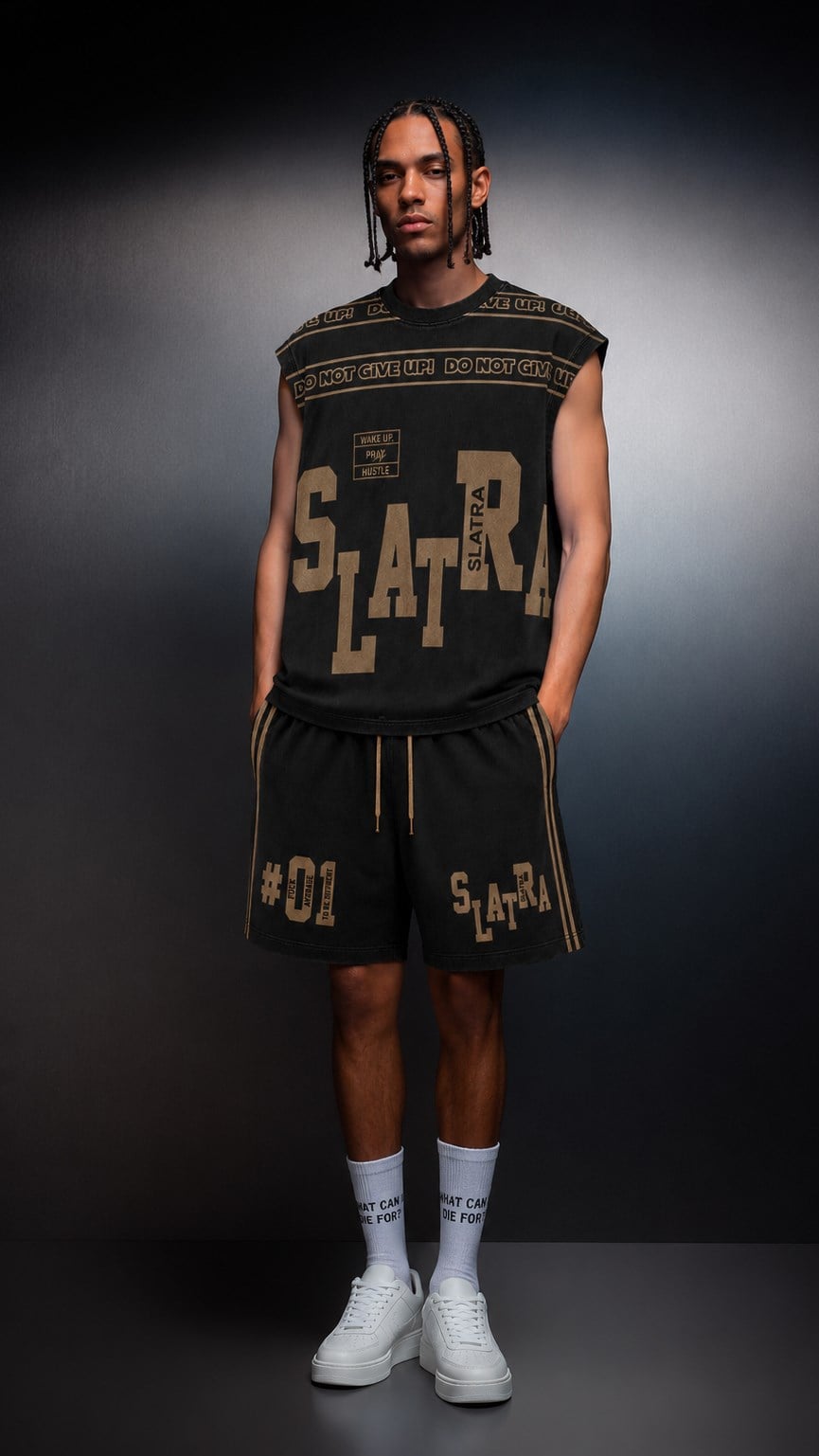 Erkek Siyah Fuck Average Sıfır Kol Oversize Tshirt