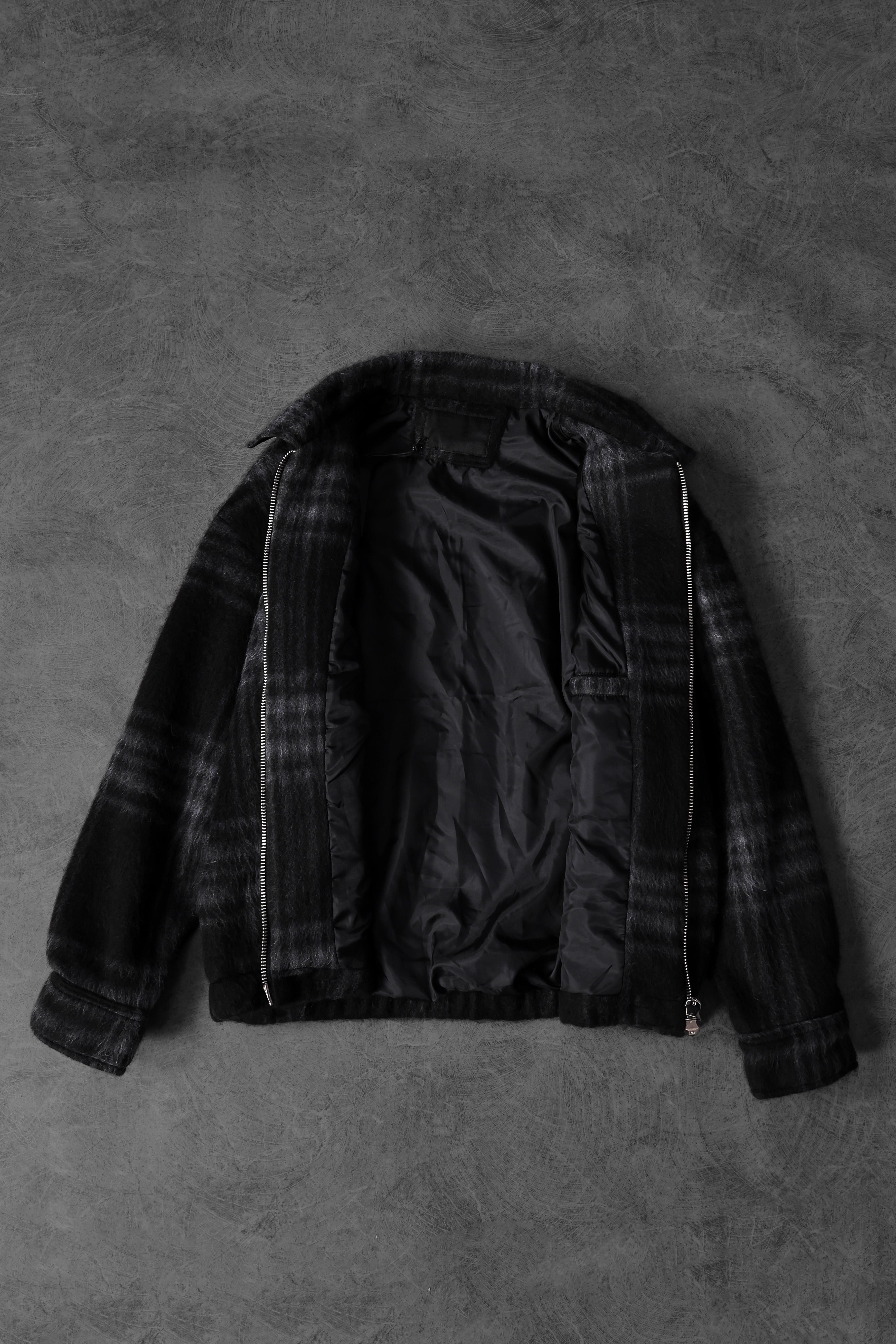 Erkek Siyah Full Zip Astarlı Yün Ceket