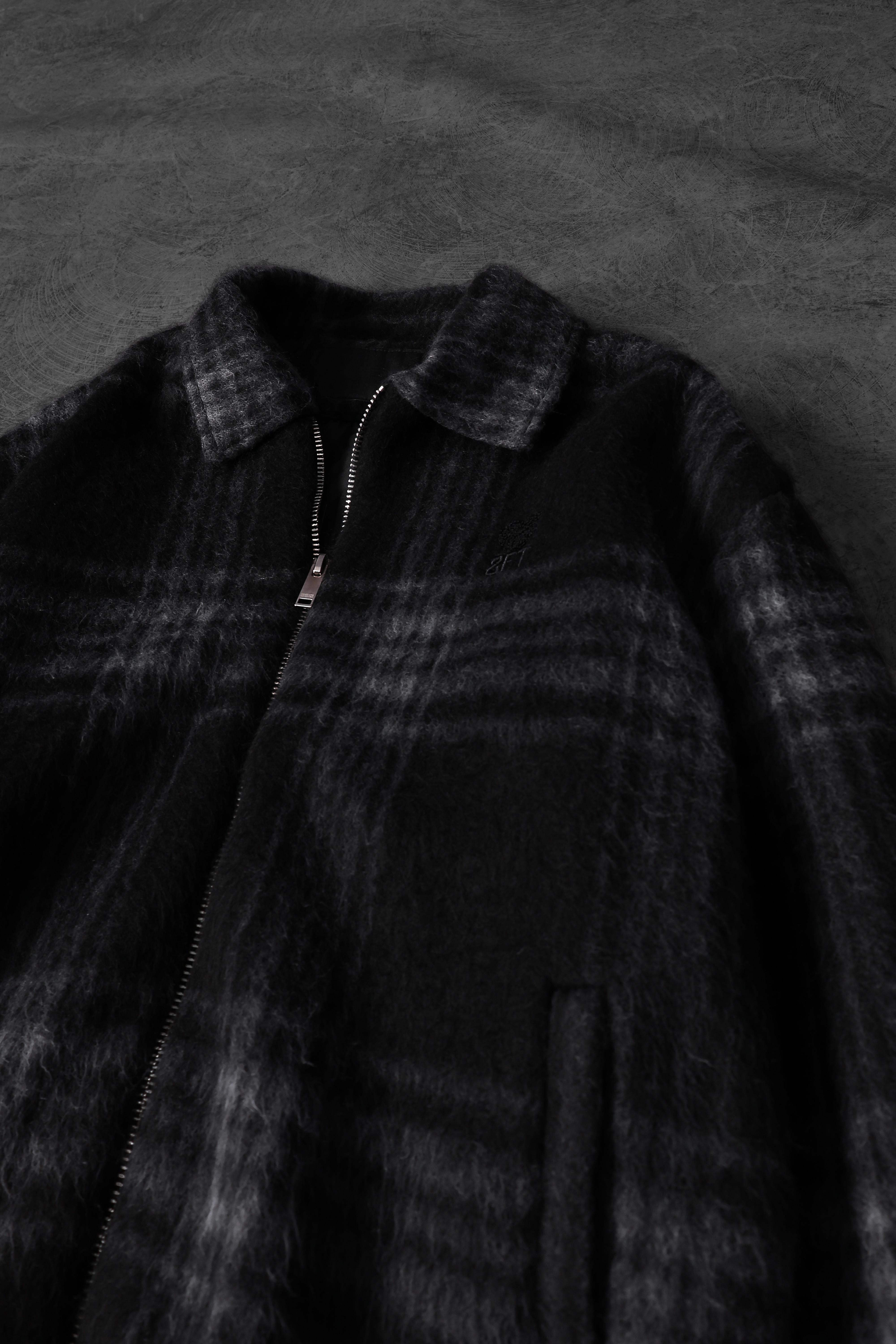 Erkek Siyah Full Zip Astarlı Yün Ceket