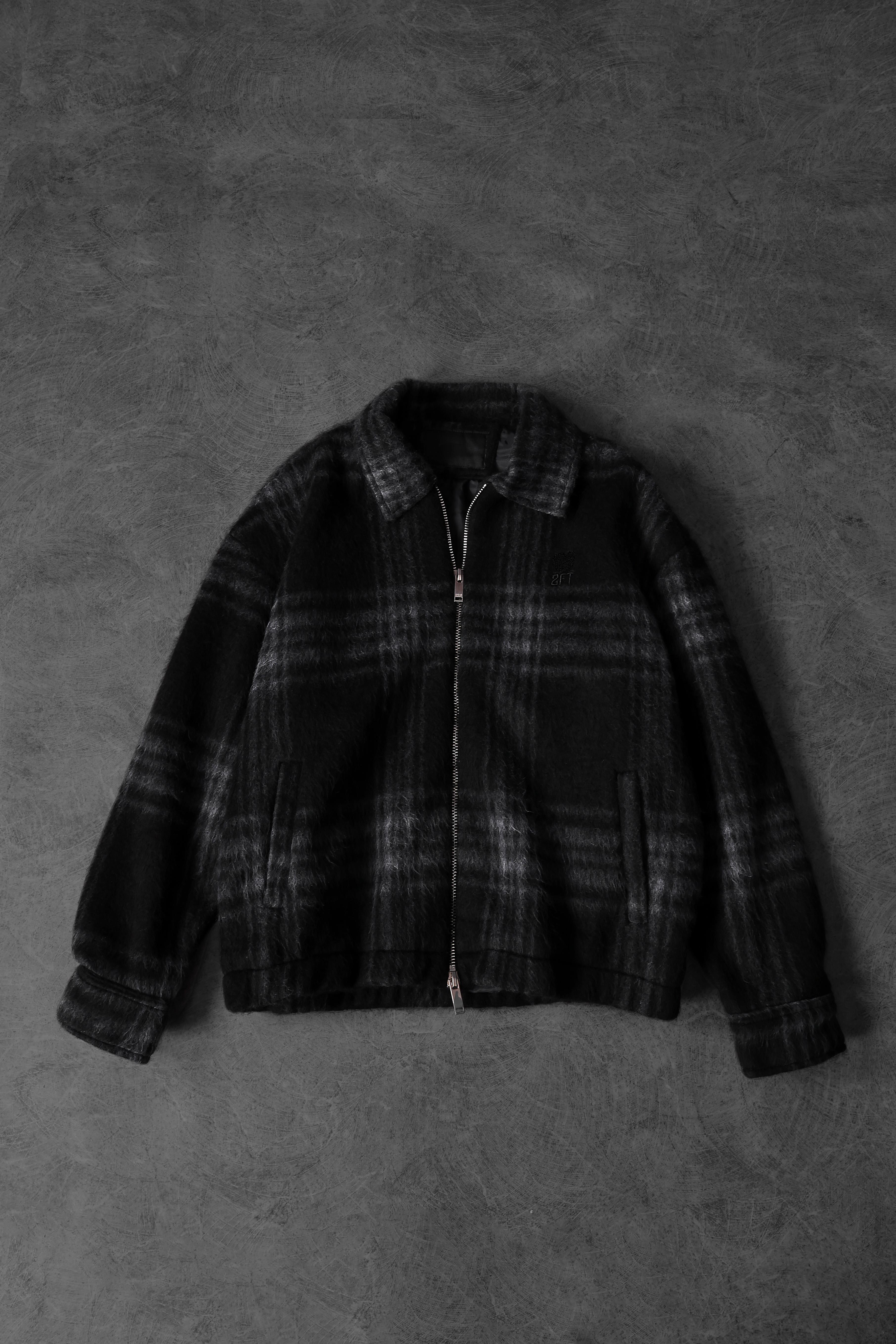 Erkek Siyah Full Zip Astarlı Yün Ceket