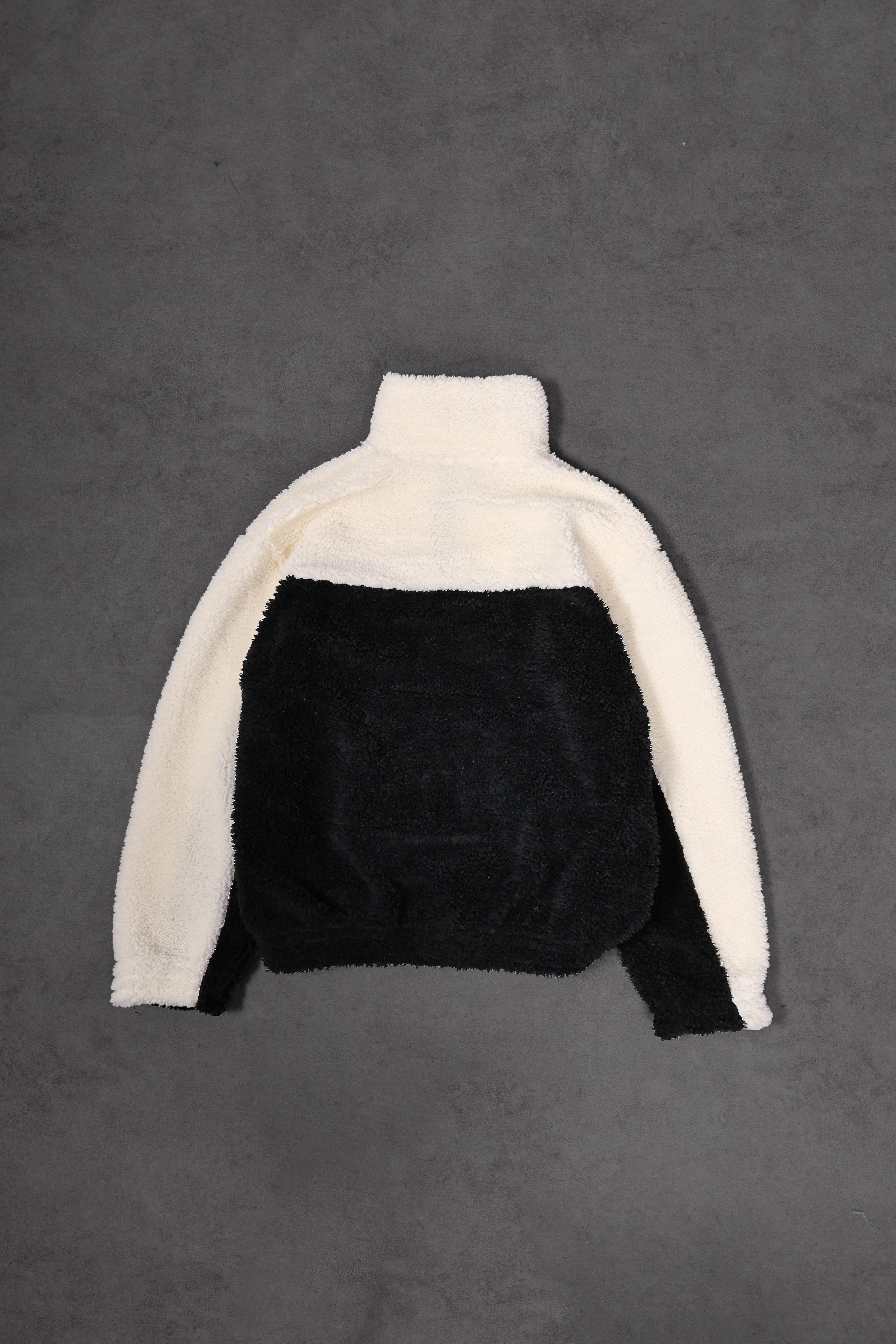Erkek Siyah Garnili Full Zip Peluş Sweatshirt