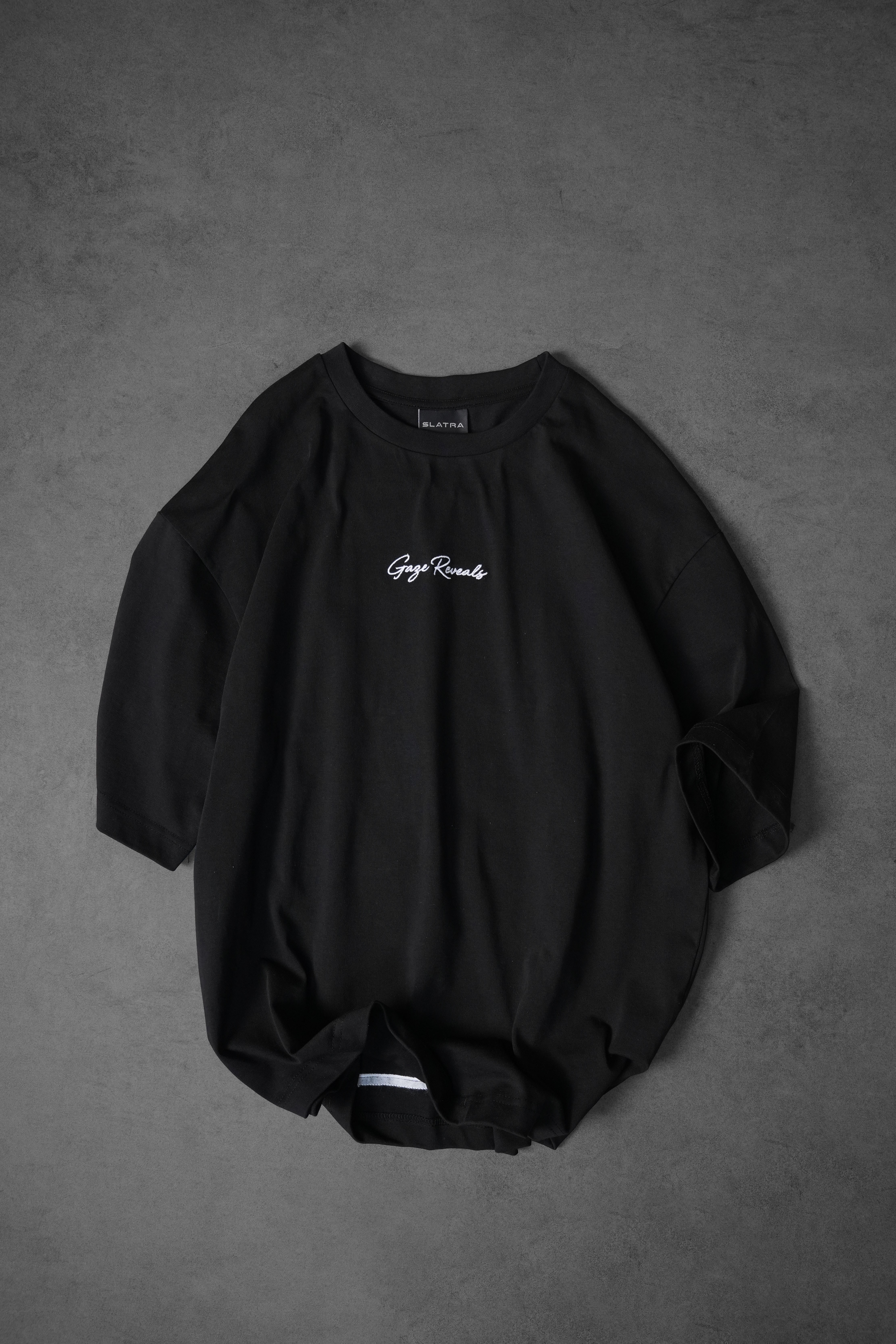 Erkek Siyah Gaze Reveals Patch Oversize Tshirt