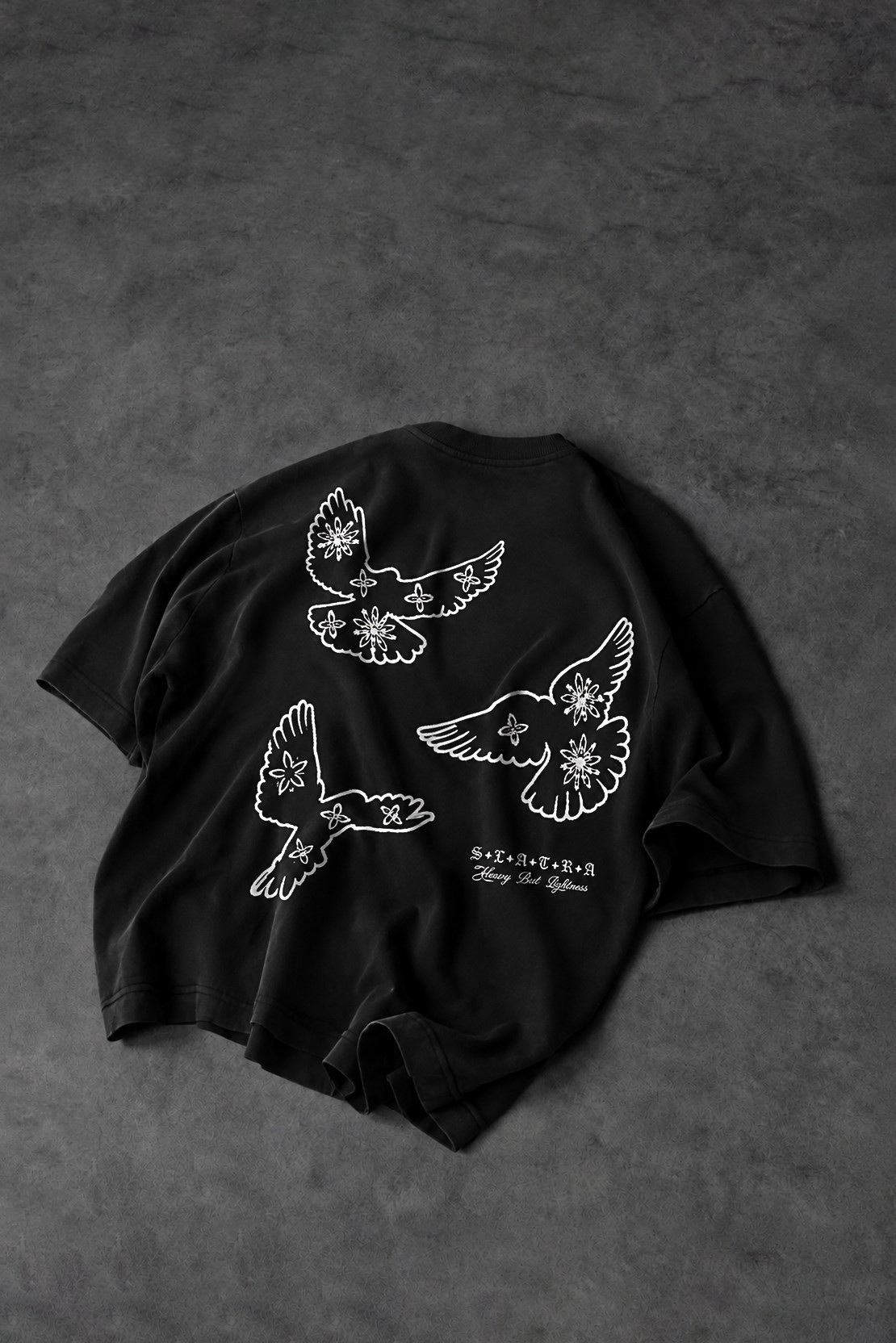 Erkek Siyah Heavy Kabartma Baskı Oversize Tshirt