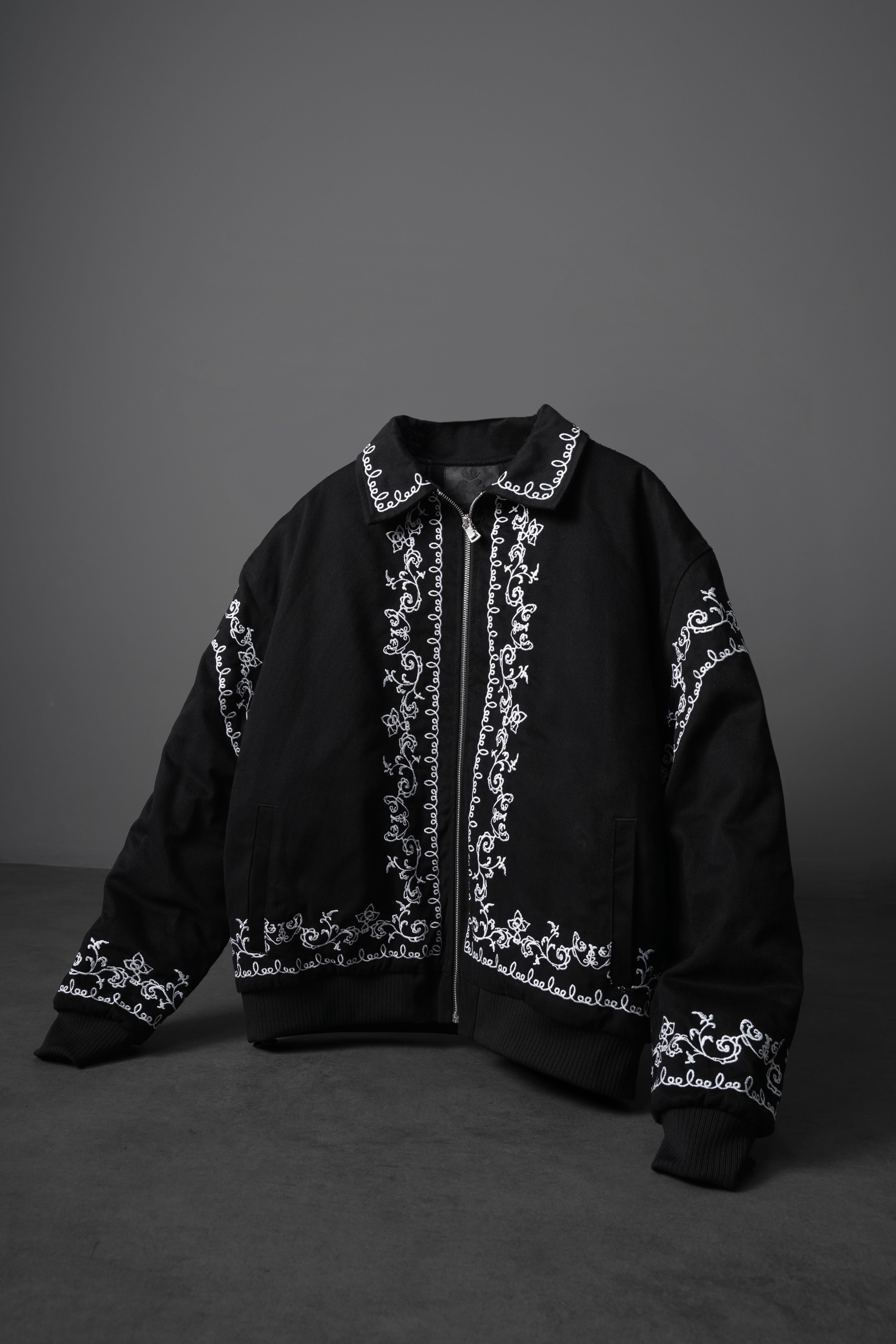 Erkek Siyah IVY Nakışlı Bomber Ceket
