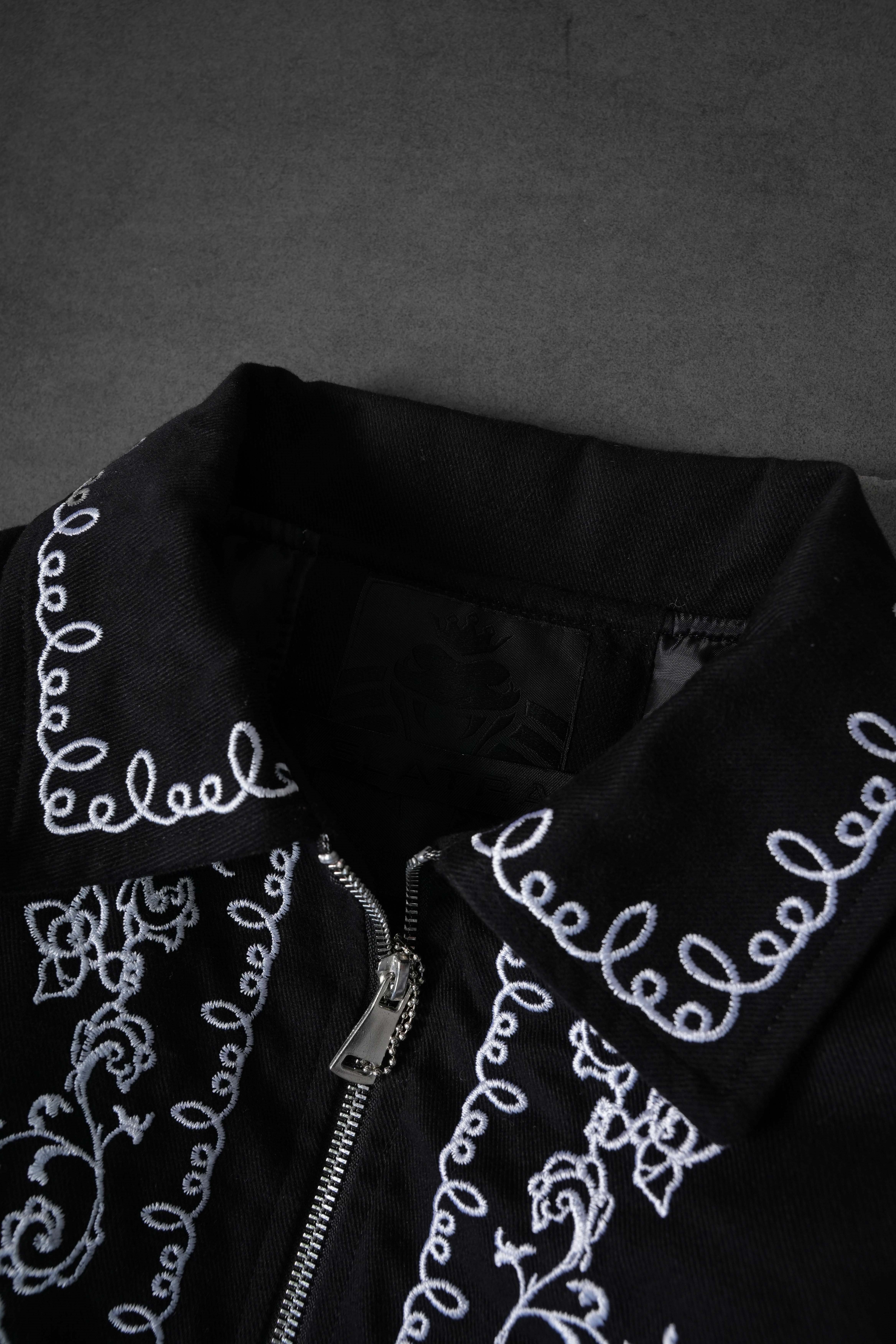 Erkek Siyah IVY Nakışlı Bomber Ceket