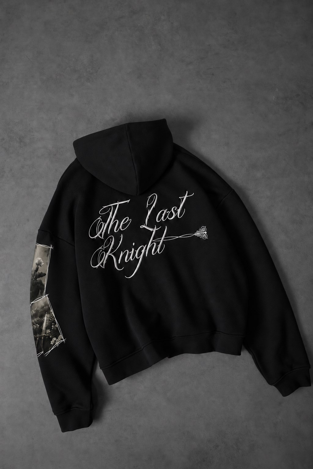 Erkek Siyah Knight Oversize Full Zip Hoodie