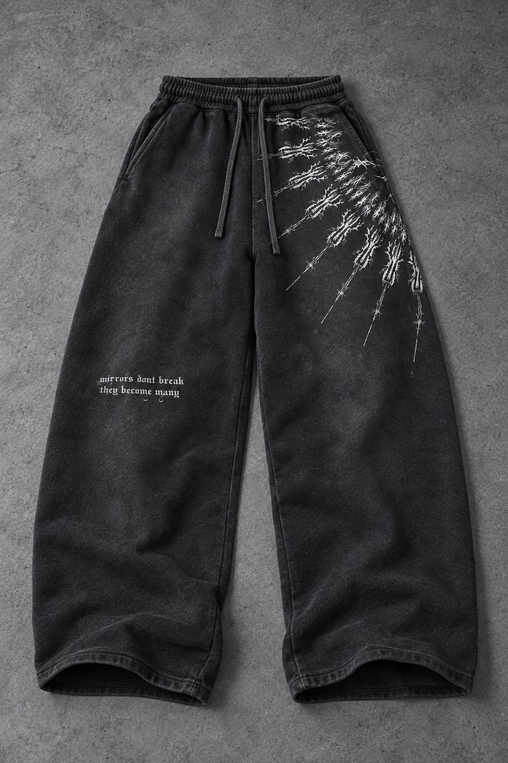 Erkek Siyah Mantra Özel Yıkamalı Baggy Eşofman
