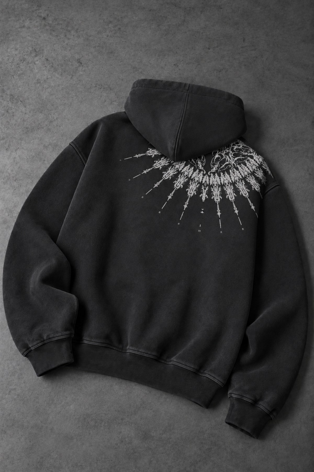Erkek Siyah Mantra Özel Yıkamalı Oversize Hoodie