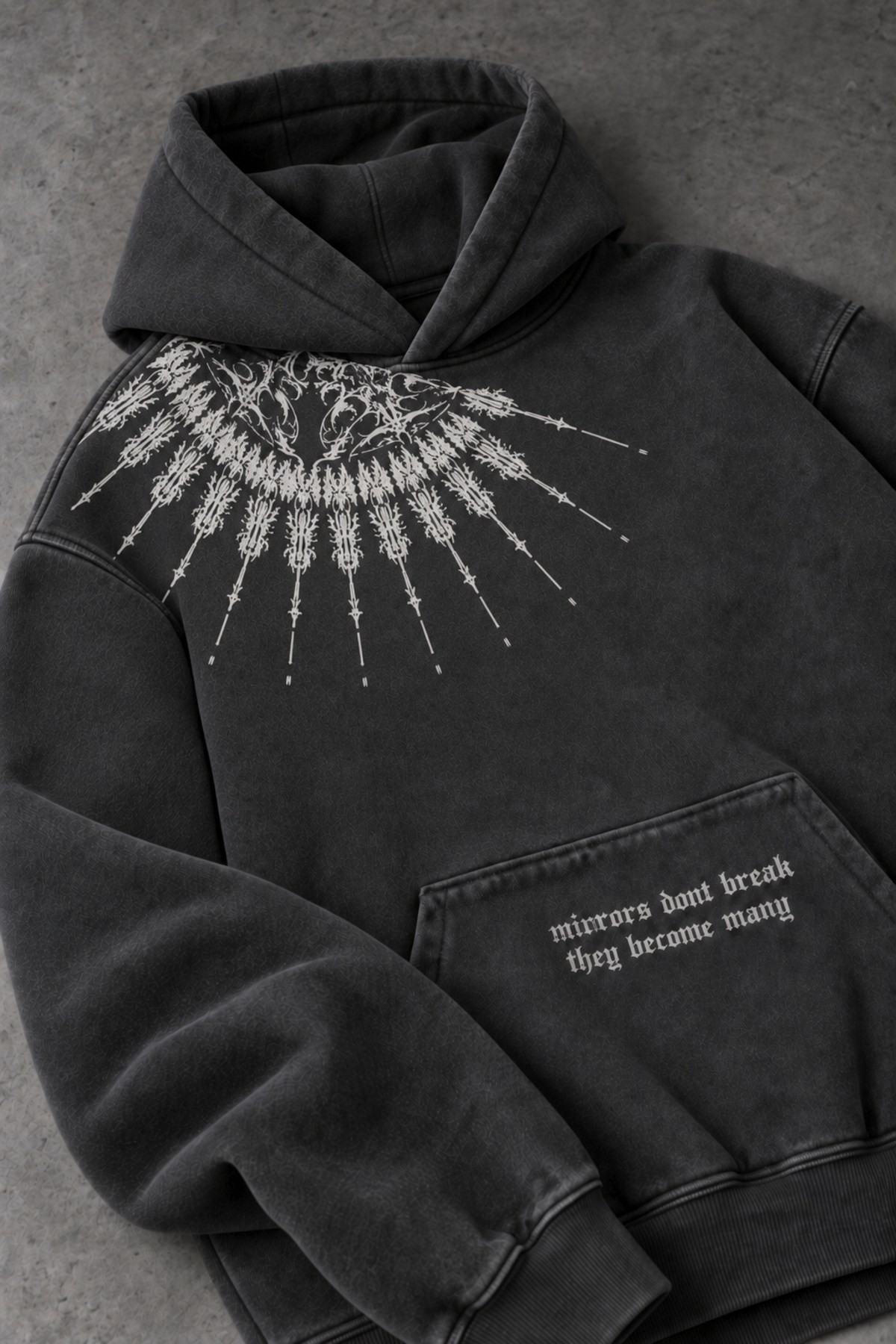 Erkek Siyah Mantra Özel Yıkamalı Oversize Hoodie
