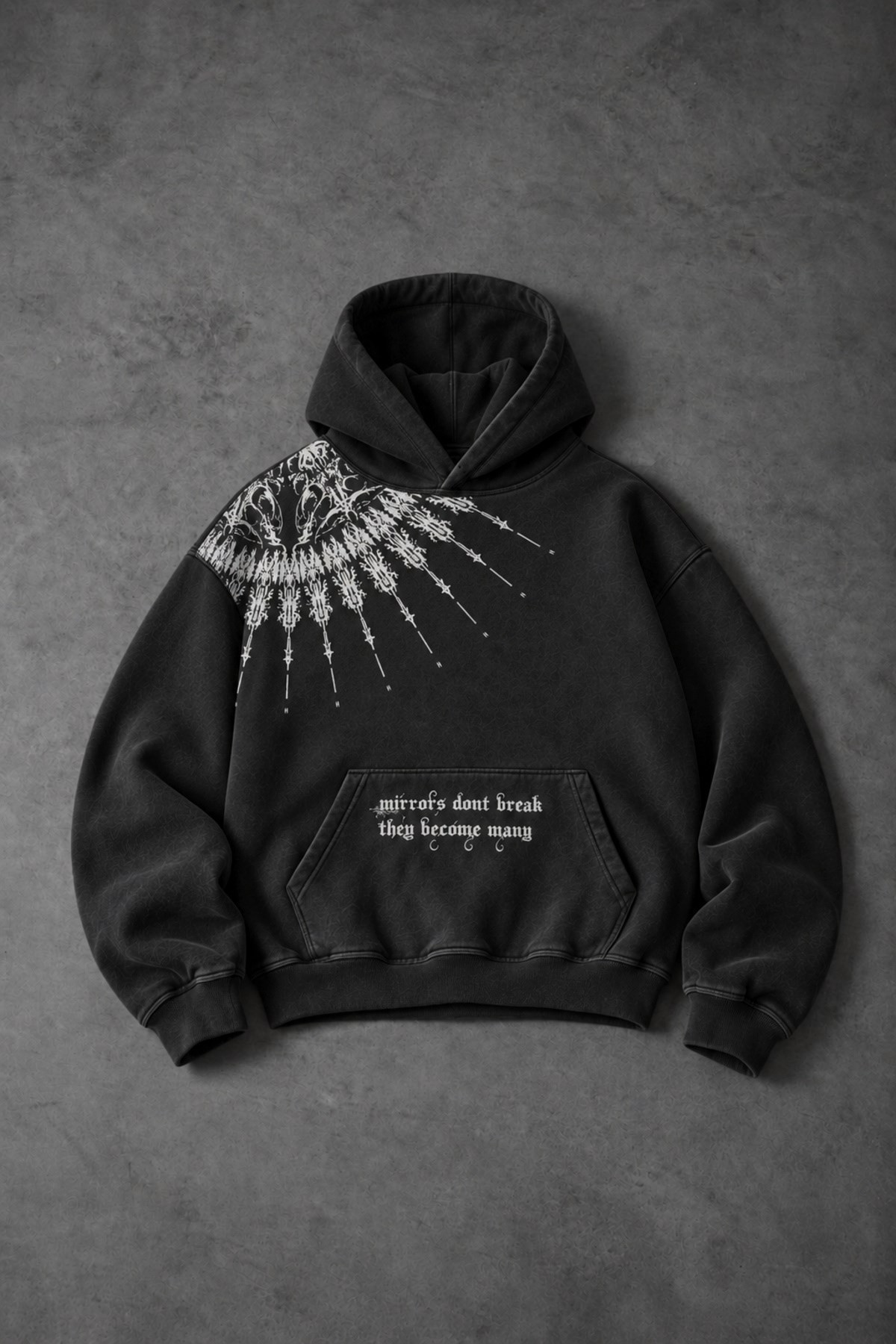 Erkek Siyah Mantra Özel Yıkamalı Oversize Hoodie