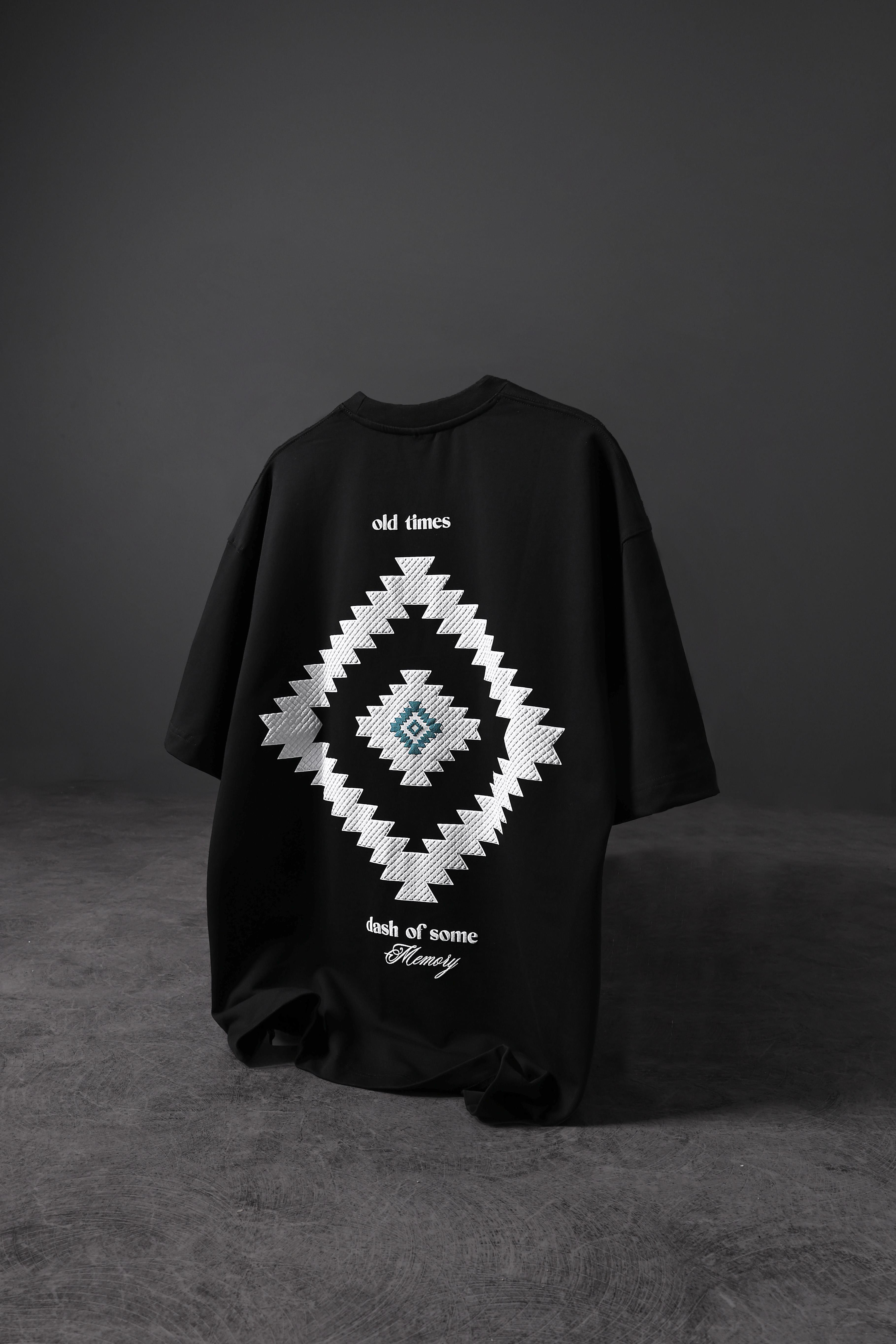 Erkek Siyah Memory Lego Kabartma Baskılı Oversize Tshirt