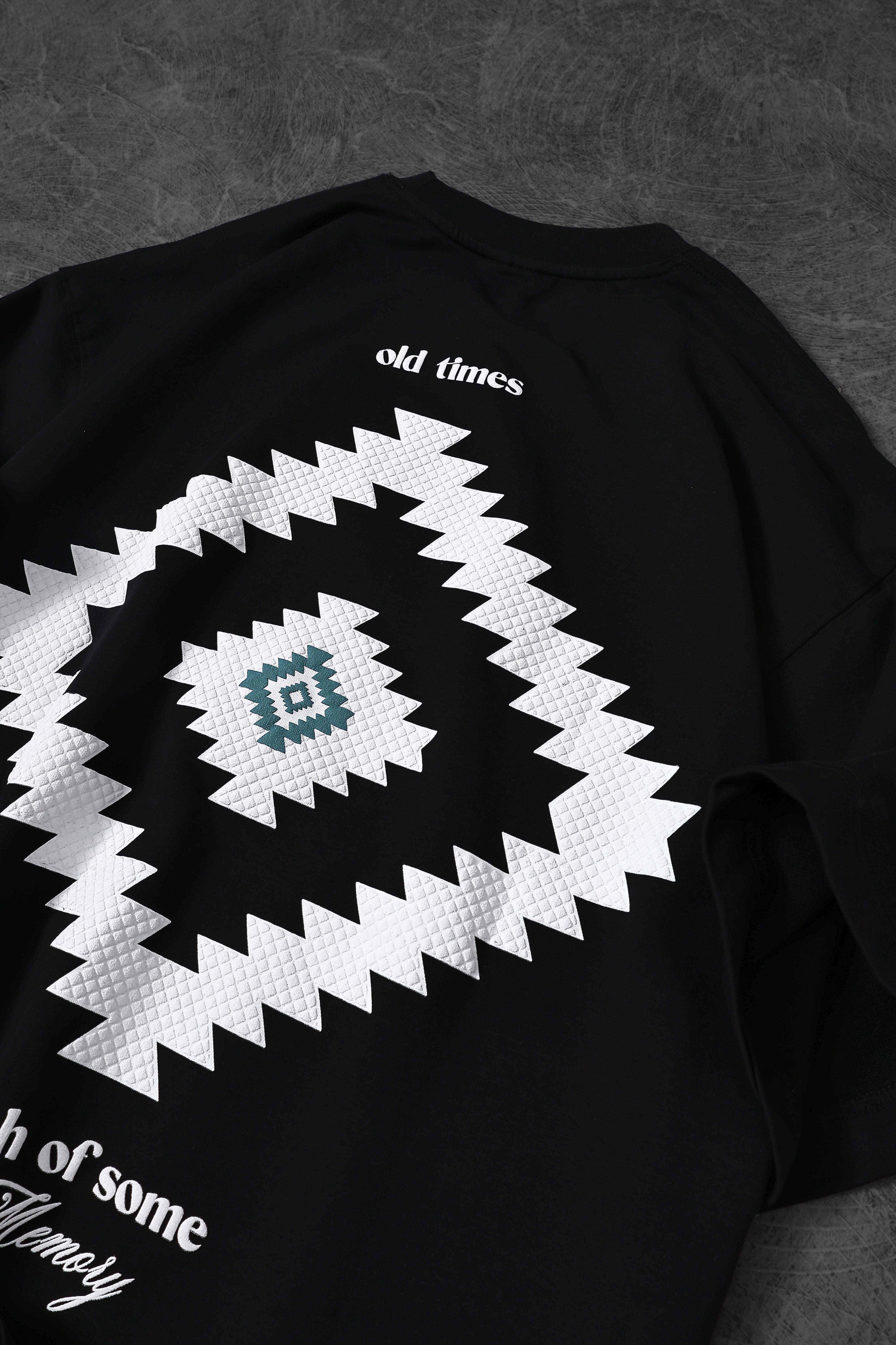Erkek Siyah Memory Lego Kabartma Baskılı Oversize Tshirt