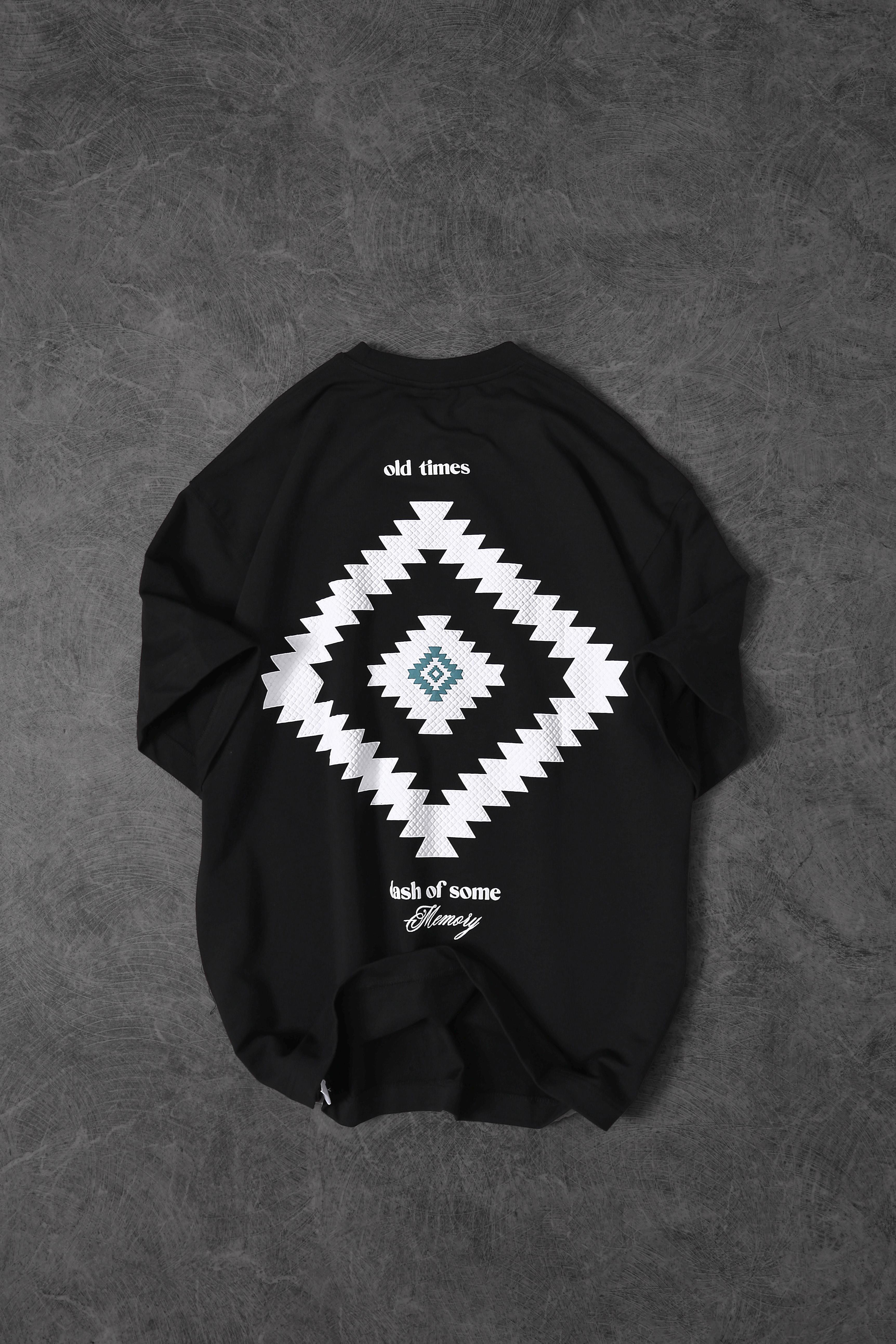Erkek Siyah Memory Lego Kabartma Baskılı Oversize Tshirt