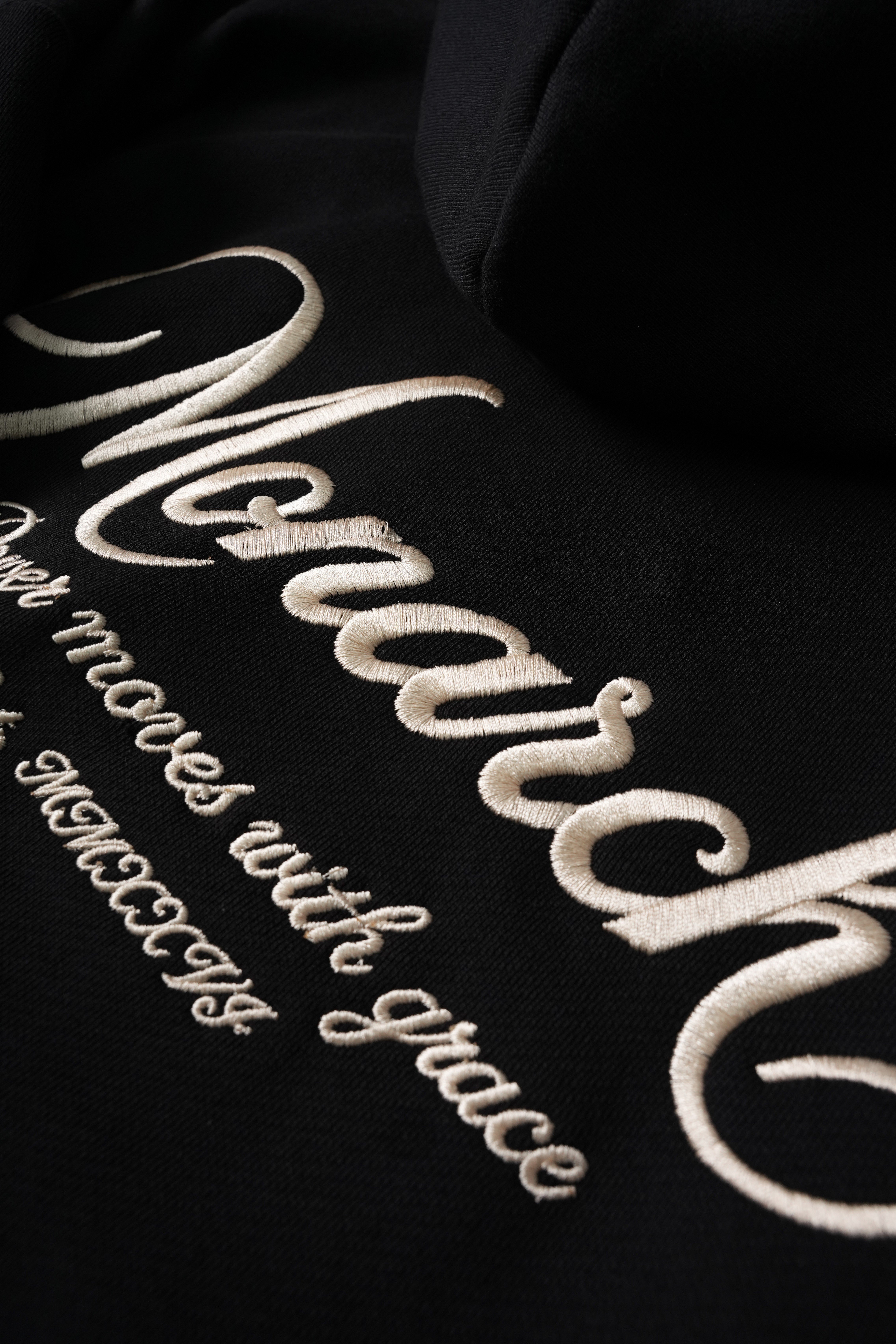 Erkek Siyah Monarch Nakışlı Oversize Full Zip Hoodie